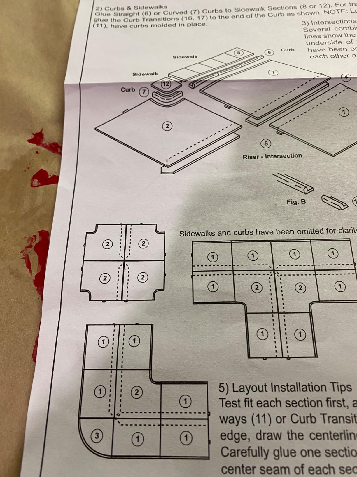 Walthers Cornerstone Asphalt Street System-Straight Sections pkg(10) with Accessories 933-3195 HO Scale Model Railroad - Scenery Kit customer photo 1