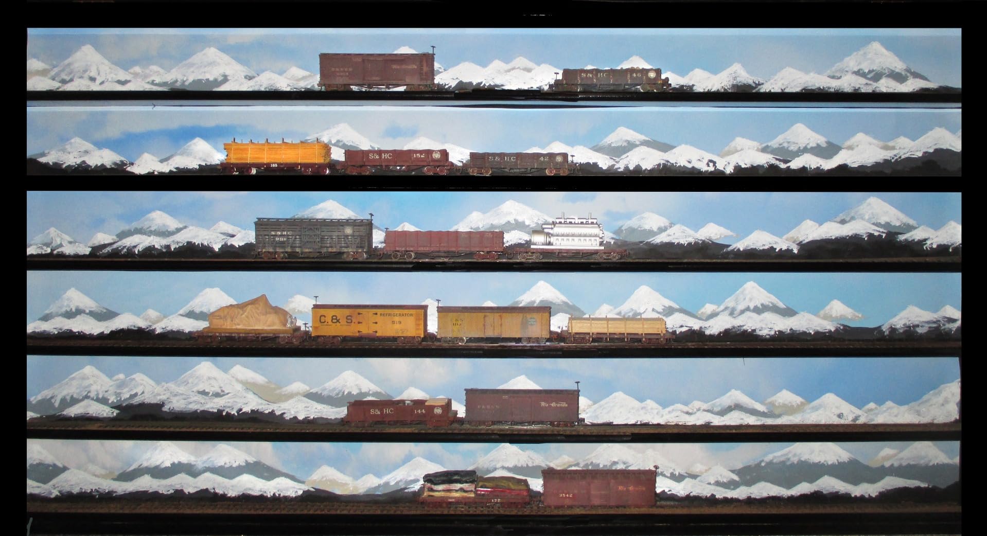 HO Scale Model Train Display Case Cabinet Wall Rack w/98% UV Protection- Lockable - Walnut customer photo 1