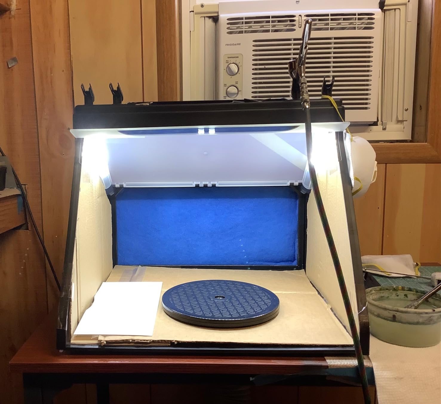 Master Airbrush Portable Airbrush Spray Booth Station with LED Lights, 25W Fan, Turntable & 6' Exhaust Hose, 16.5