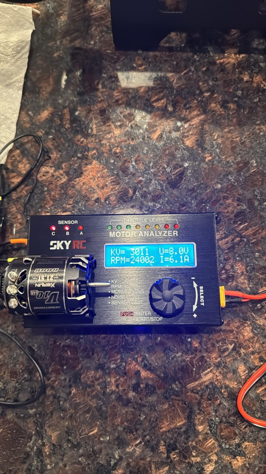 SkyRC Brushless Motor Analyzer: Motor KV, RPM, Timing Measurement, Hall Sensor Check, Brushless Motor Tester with 2x16 Characters LCD - Ideal for RC Hobby customer photo 1