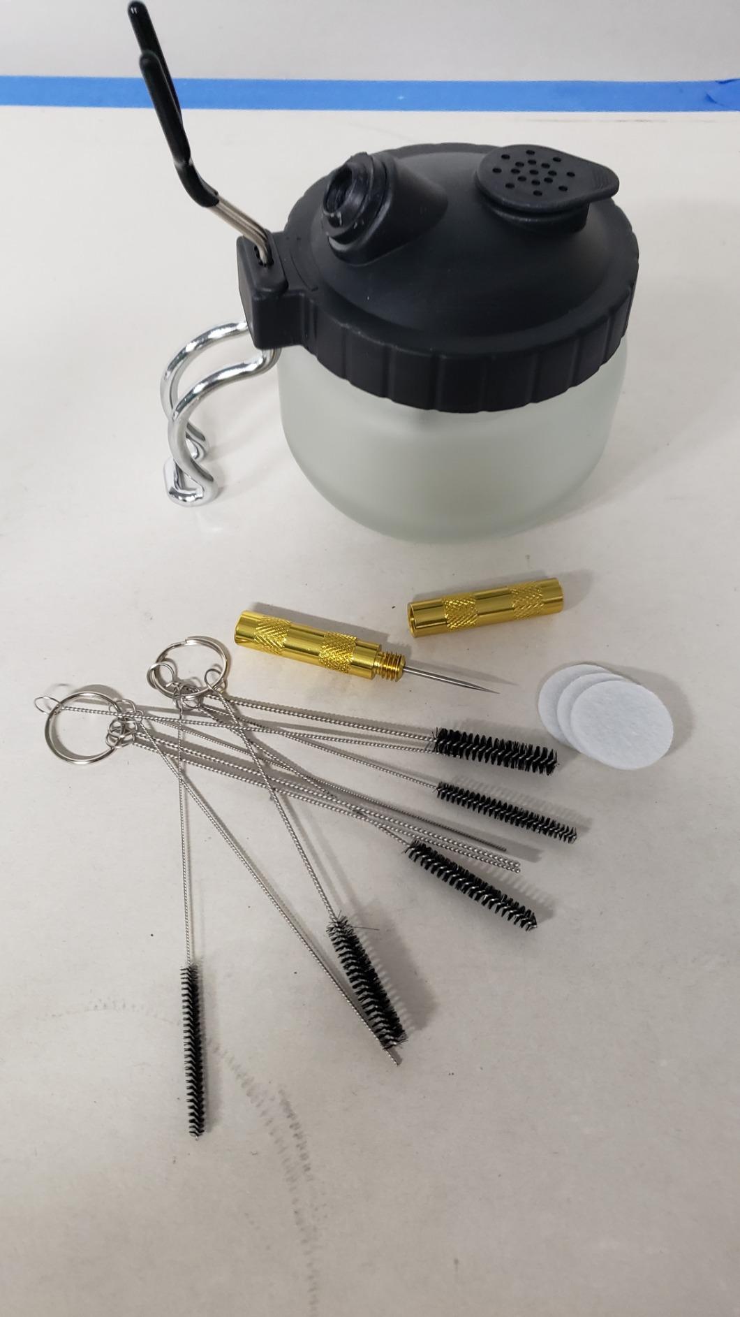 EBEST 4 SET Airbrush Cleaning Kit Repair Tools Needle Nozzle Brush Glass Cleaning Pot Holder customer photo 2