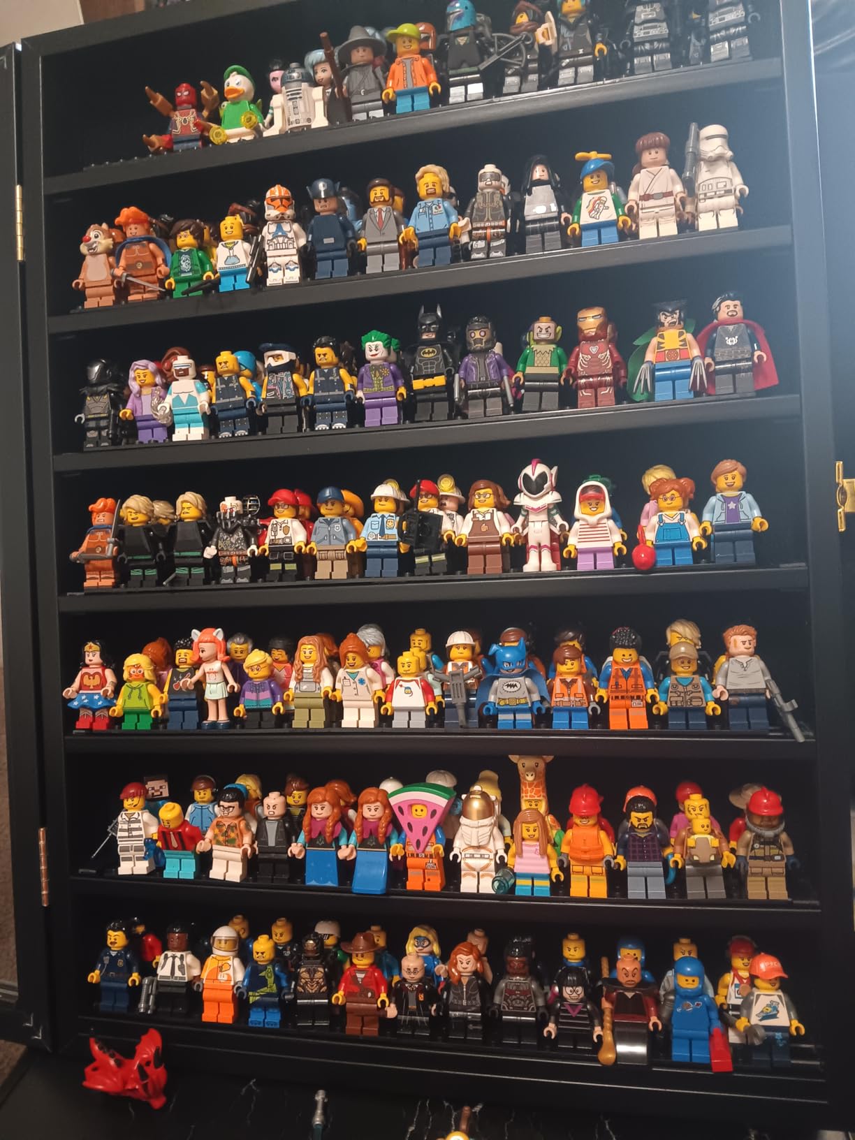 Minifigure Display Case - Building Block Toy Wall Cabinet Showcase for Small Miniature Collectibles Mini Brands Thimbles, Lockable UV Protection Door (Black Finish Frame) customer photo 2