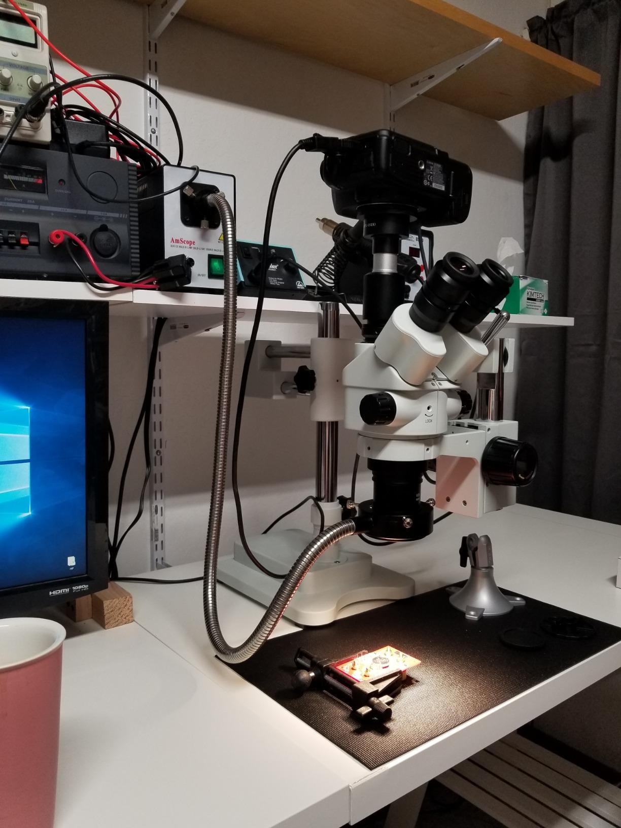 AmScope - 3.5X-45X Simul-Focal Stereo Lockable Zoom Microscope on Dual Arm Boom Stand - SM-4NTPX customer photo 1