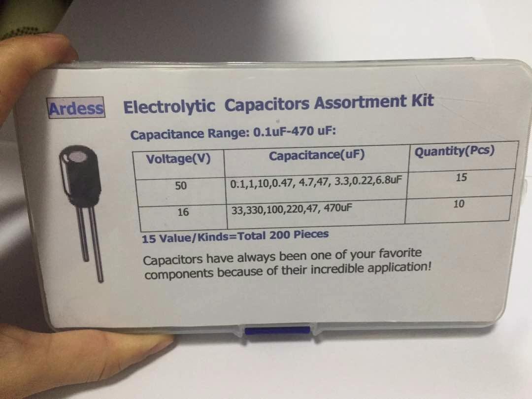 Capacitor Kit, 500Pcs 24 Values Aluminum Electrolytic Capacitor Kit, Range 0.1uF - 1000uF 10V - 50V Assortment Kit for Electronic Repairs on Circuit Boards customer photo 1