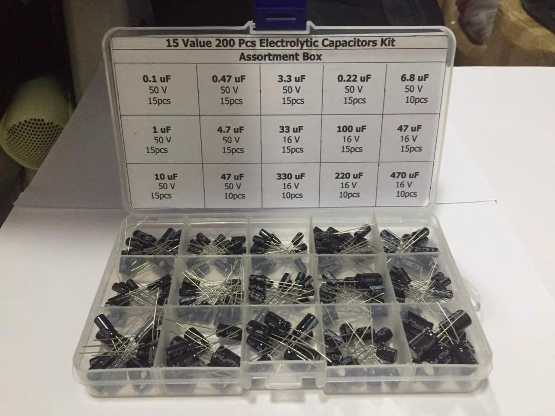 Capacitor Kit, 500Pcs 24 Values Aluminum Electrolytic Capacitor Kit, Range 0.1uF - 1000uF 10V - 50V Assortment Kit for Electronic Repairs on Circuit Boards customer photo 2