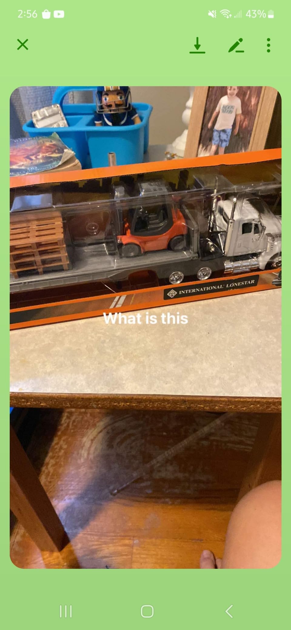 New-Ray 16643 Newray 1: 43 Long Haul Trucker - International Lonestar Flatbed with Forklift & Pallets, White,unisex-children customer photo 1