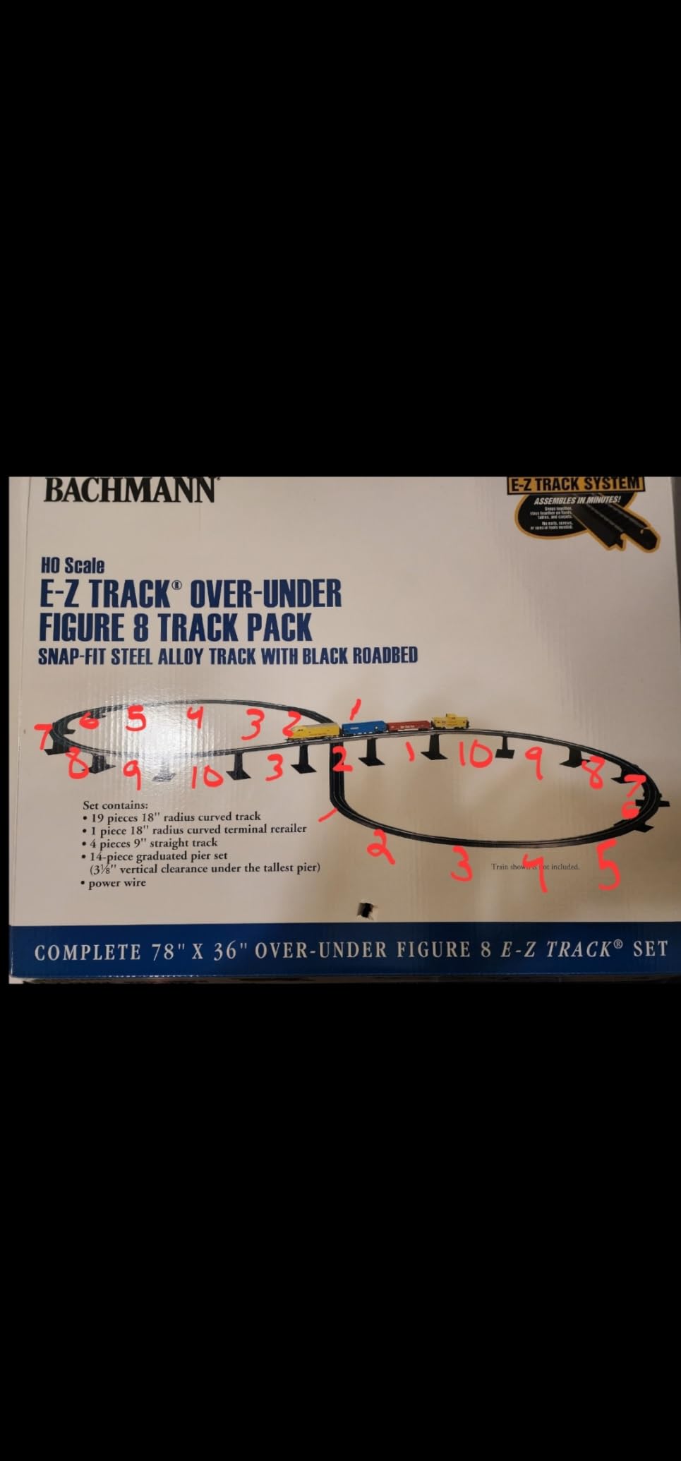 Bachmann Trains Snap-Fit E-Z TRACK E-Z TRACK OVER-UNDER FIGURE 8 TRACK PACK - Steel Alloy Rail With Black Roadbed - HO Scale customer photo 3