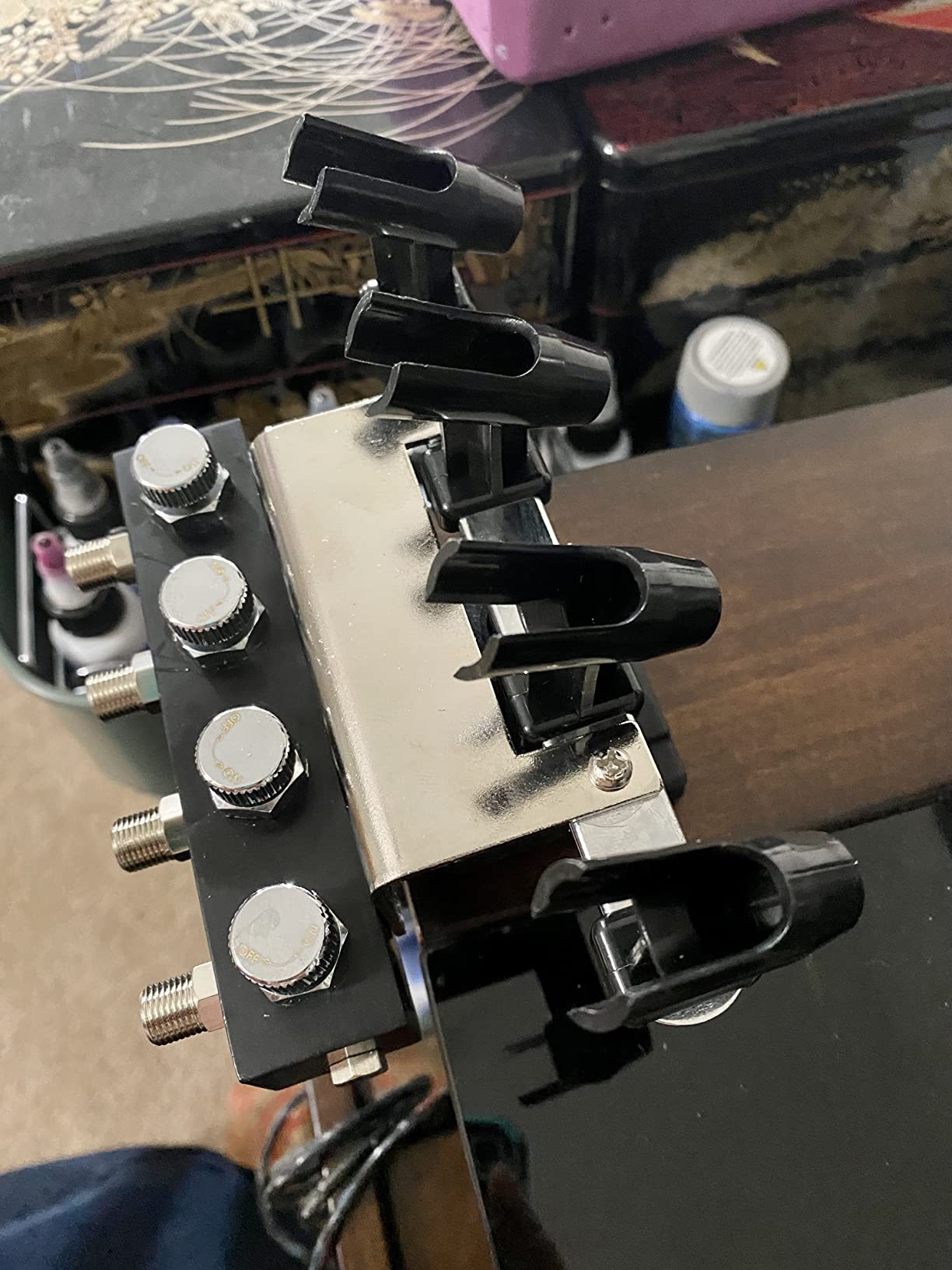 OPHIR Multiple Airbrush Holder Station, Table Airbrush Stand with 4-Way Adjustable Splitters Manifold, Air Brush Holder can Hold Up to 4 Airbrushes (Without Air Hoses) customer photo 1