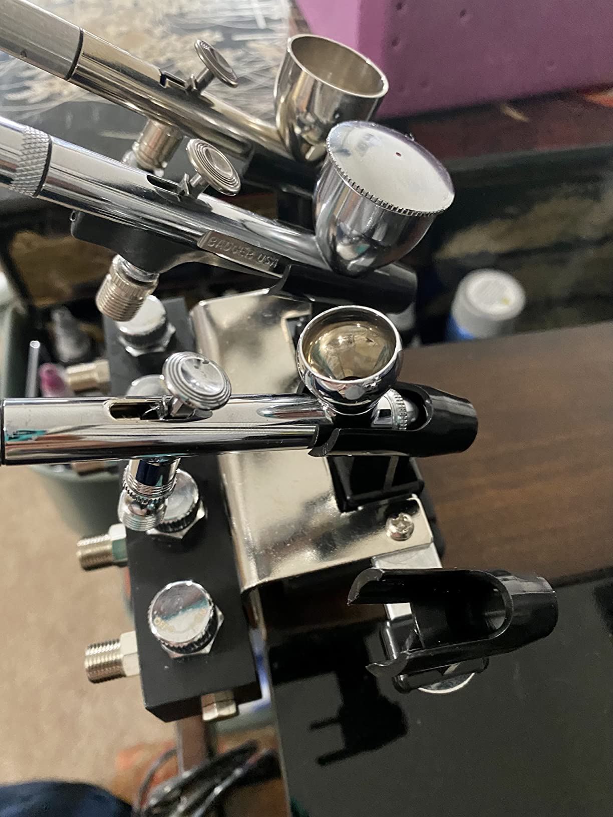 OPHIR Multiple Airbrush Holder Station, Table Airbrush Stand with 4-Way Adjustable Splitters Manifold, Air Brush Holder can Hold Up to 4 Airbrushes (Without Air Hoses) customer photo 2