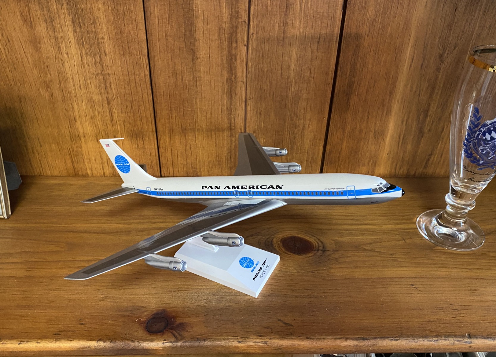 SKR877 Pan American World Airways 707 1/150 Scale Airplane Model Jet Clipper Monsoon Livery REG#N415PA customer photo 1