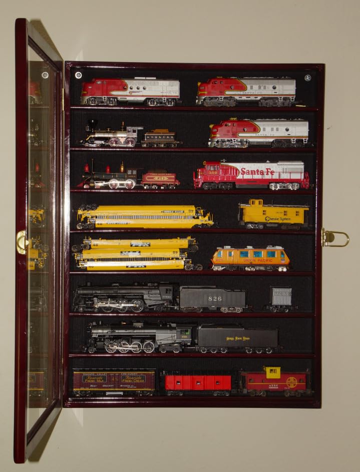 sfDisplay.com,LLC. Small HO Scale Train Model Trains Locomotive Engine Display Case Cabinet Wall Rack w/ 98% UV Lockable (Black Wood Finish) customer photo 1