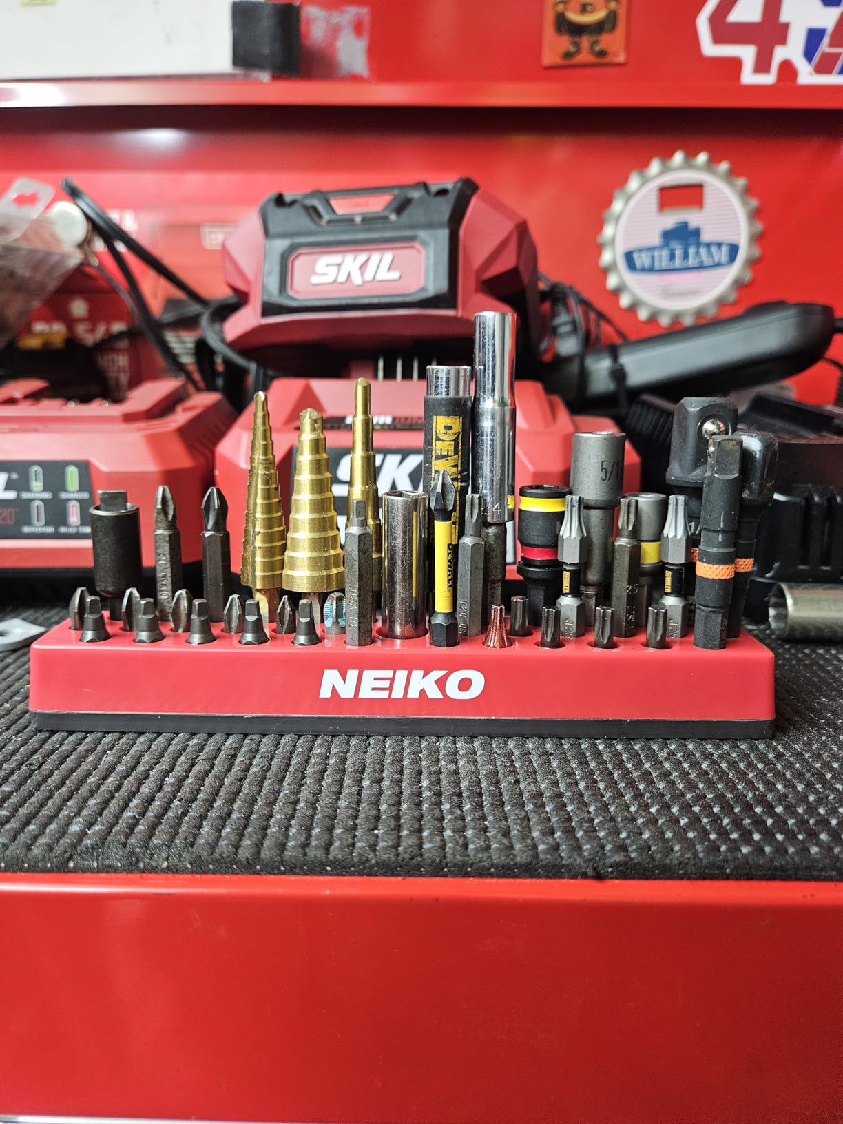 NEIKO 02449A Hex Bit Holder Rack with Strong Magnetic Base, 37 Hole Bit Storage, 1/4 Inch Hex Bit & Drive Bit Adapter Storage, Screwdriver Bit Organizer, Toolbox Organizer, Driver Bit with Magnet customer photo 2