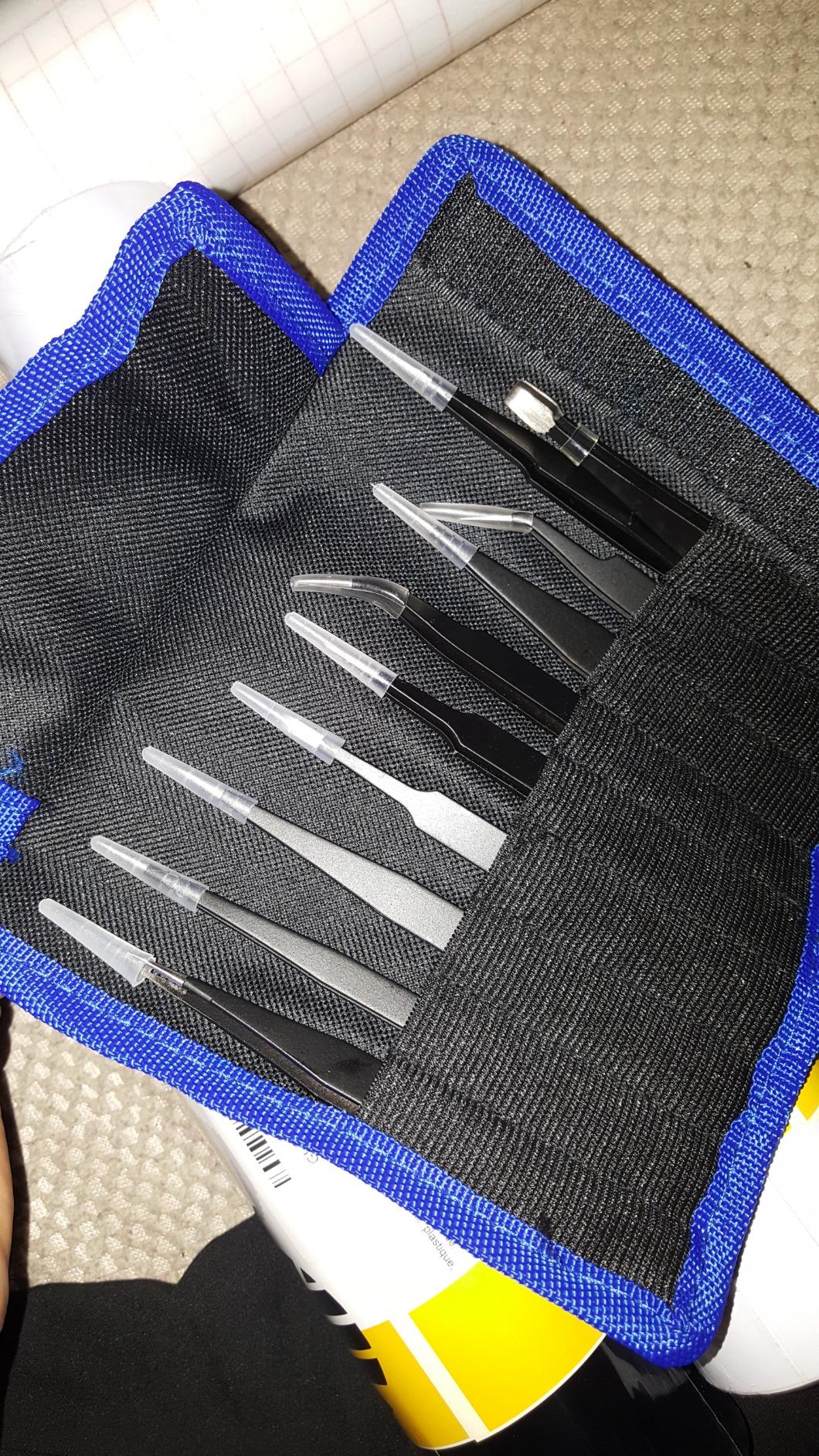 Tweezers Precision Set,Easily Life 10pcs ESD Tweezers Set, Anti Static Stainless Steel Anti Magnetic Tweezers customer photo 1
