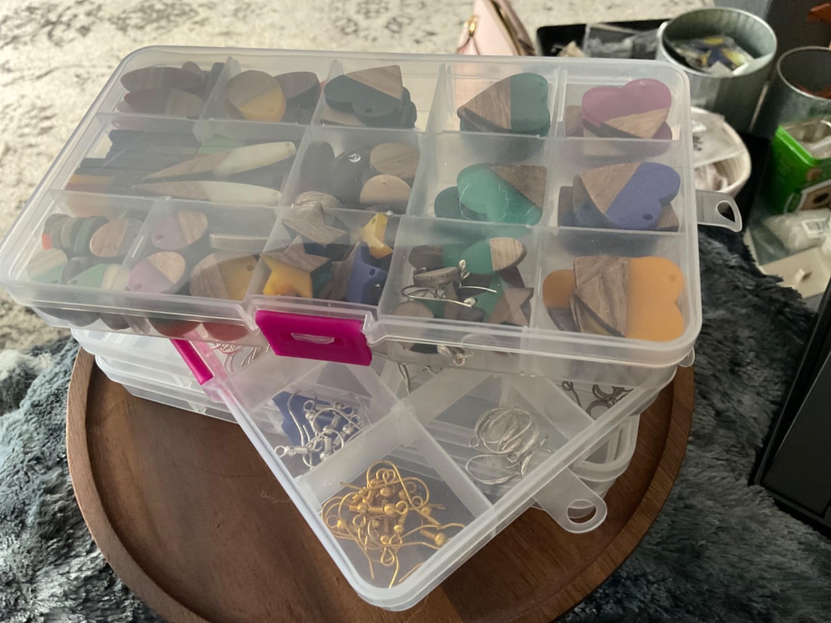Opret 15 Grids Bead Organizer(4 Pack), Earring Organizer Box, SMALL Plastic Clear Organizing Containers with Adjustable Dividers for Crafts Jewelry Screws Small Items, Size 6.9×3.9×0.9in customer photo 1