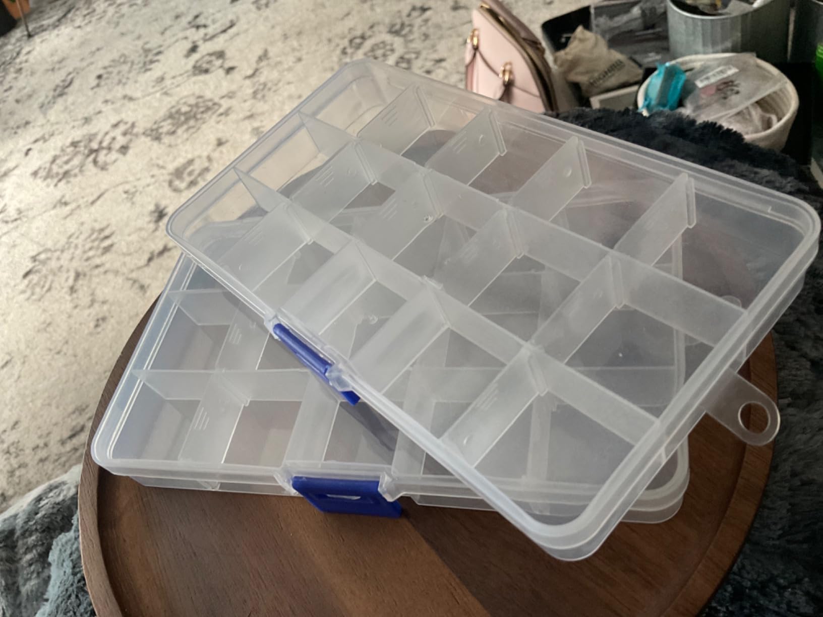 Opret 15 Grids Bead Organizer(4 Pack), Earring Organizer Box, SMALL Plastic Clear Organizing Containers with Adjustable Dividers for Crafts Jewelry Screws Small Items, Size 6.9×3.9×0.9in customer photo 2