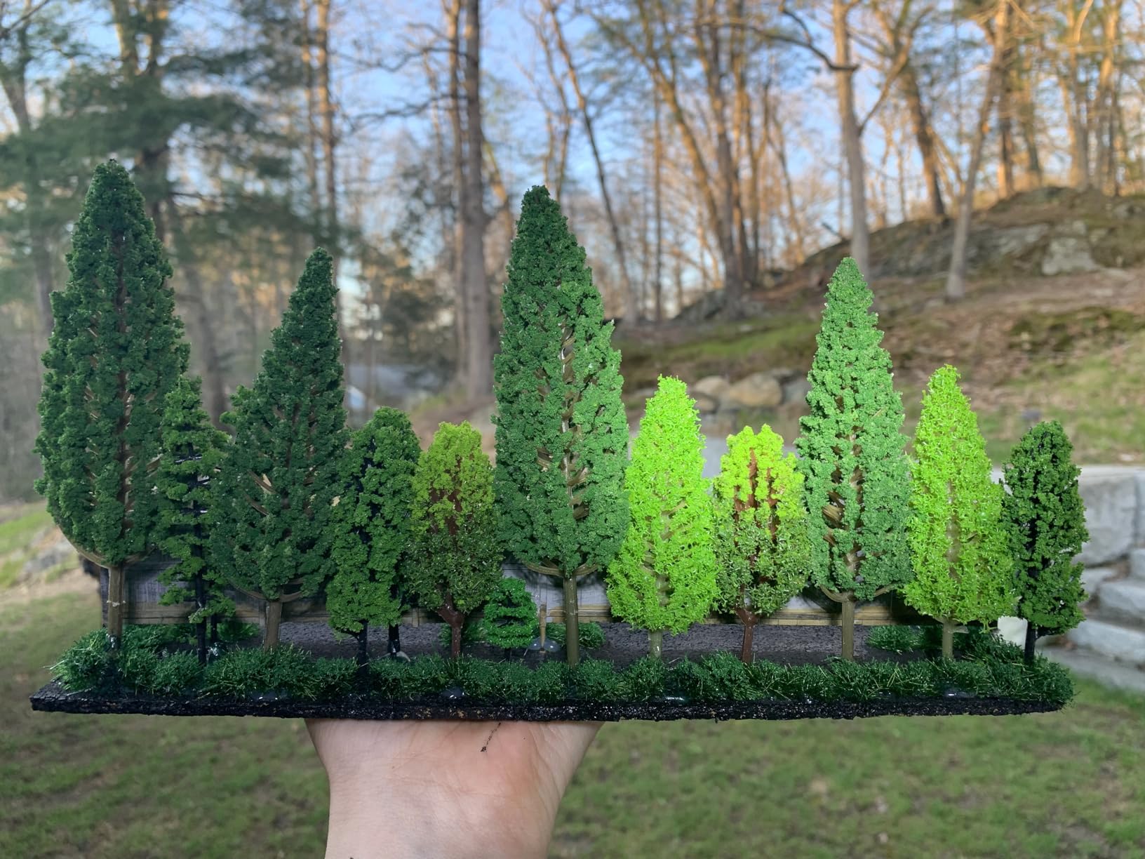 36 Pieces 1.36-6 inch Mixed Model Trees Train Scenery Architecture Tree Fake Trees for DIY Crafts, Building Model, Scenery Landscape Natural Green customer photo 1