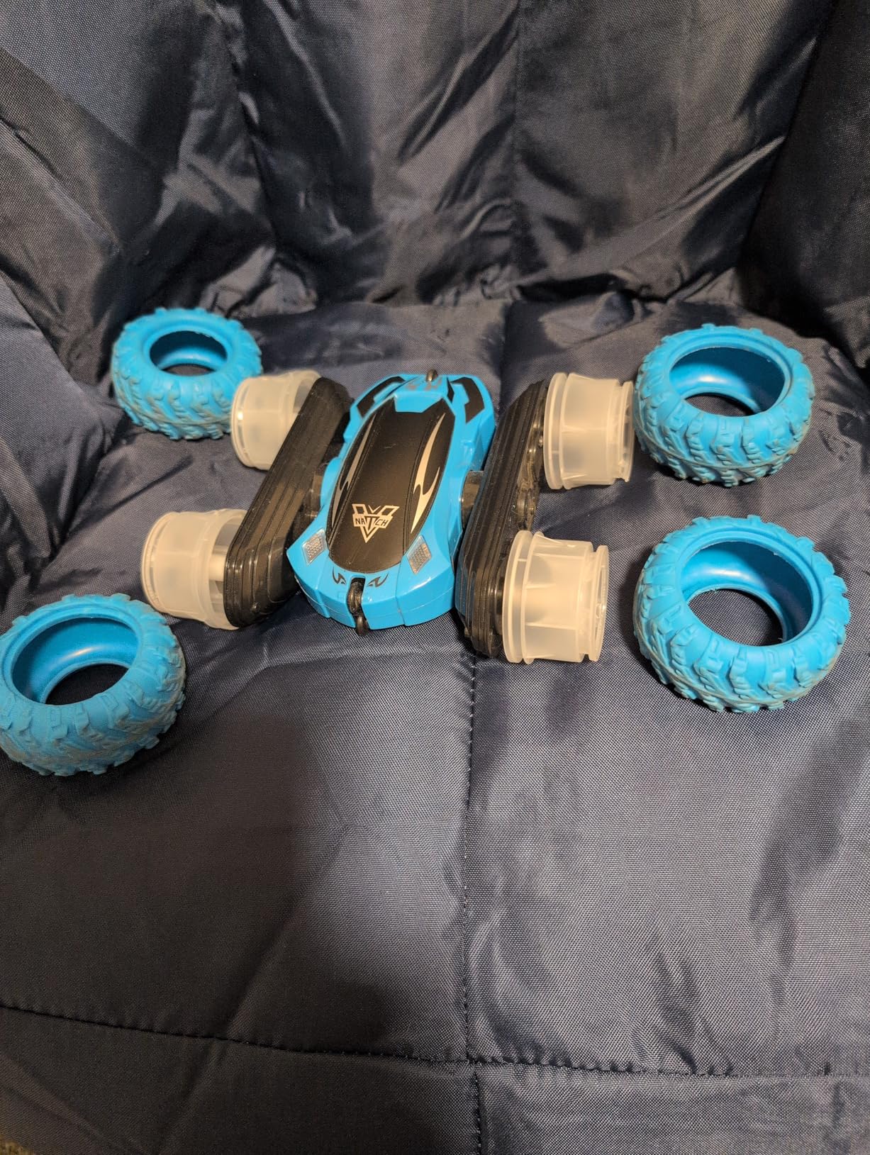 KKONES Remote Control Car, 2.4GHz Double Sided 360° Flips Rotating Electric Race RC Stunt Car, LED Wheel & Headlight High Speed Off Road Cars Toy Gift for 3 4 5 6 7 8-12 Year Old Boy Toys (Blue) customer photo 1