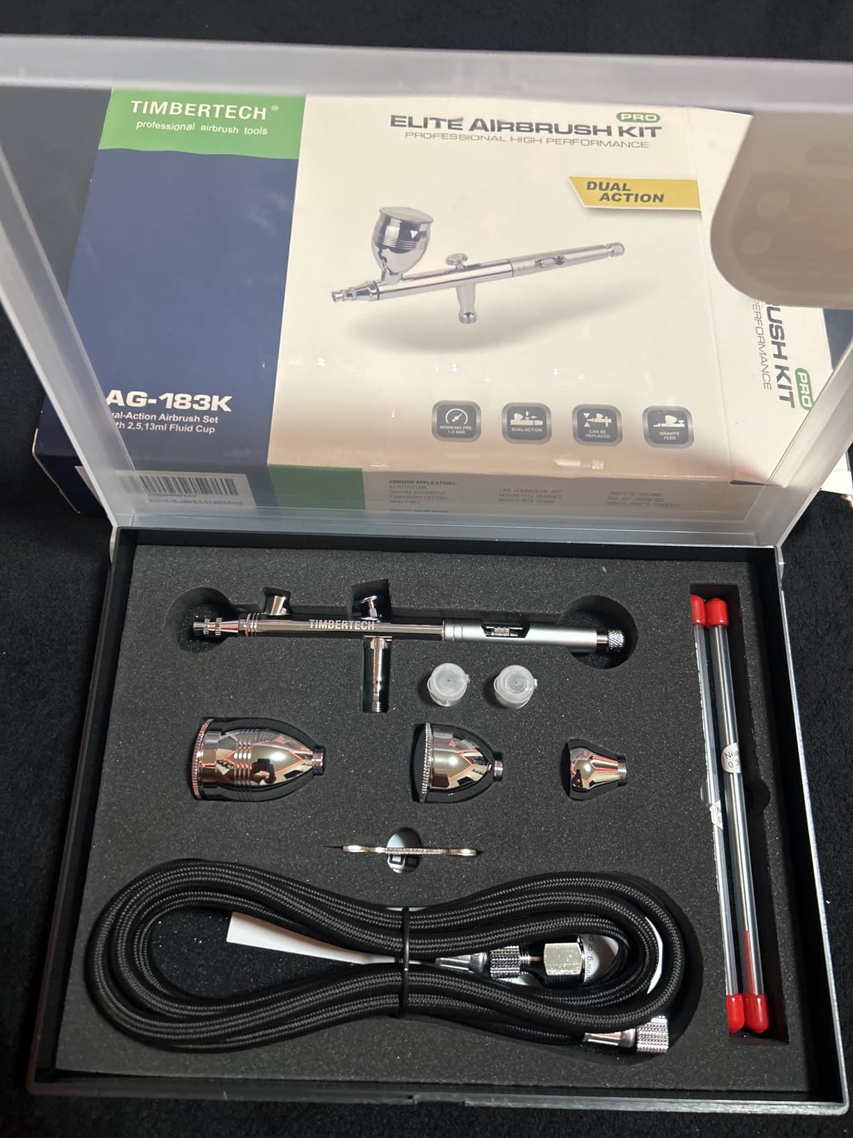 Timbertech Multi-Purpose Airbrush Set, AG-183K Dual-Action Gravity Feed Airbrush Kits with 0.3/0.5/0.8mm Needles customer photo 2