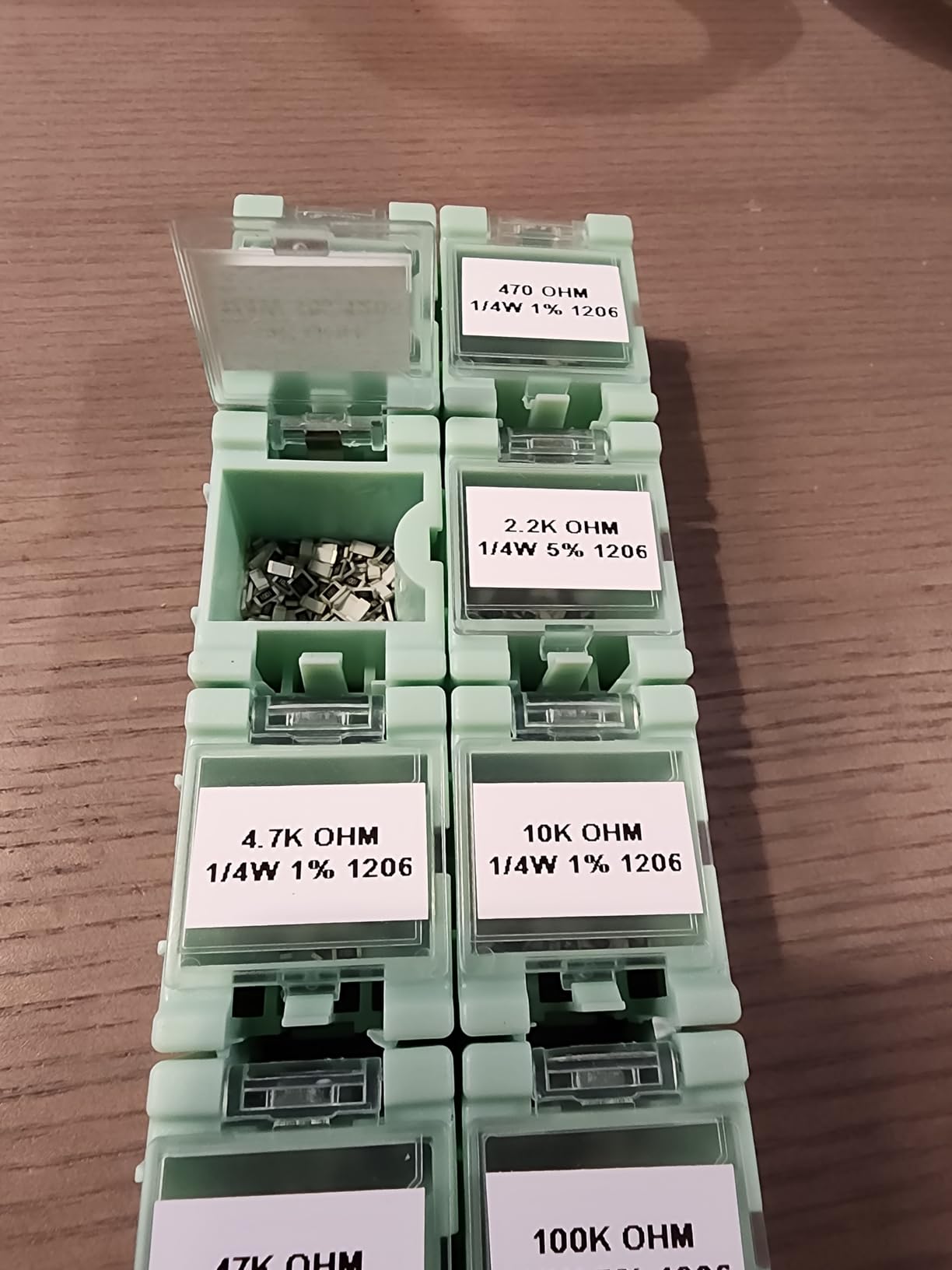 50pcs/Set Green SMT SMD Container Box, Electronic Components Parts Storage Case with Transparent Lid, Mini Component Assortment Storage Box, Tool Organizers customer photo 1