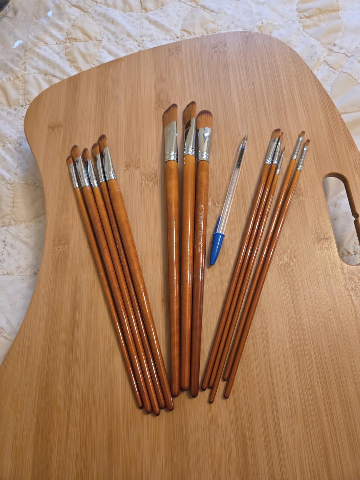DUGATO Artist Filbert Paint Brushes Set 13pcs, Soft Anti-Shedding Nylon Hair Wood Long Handle for Acrylic Oil Watercolor Gouache Paint by Numbers (13pcs) customer photo 2