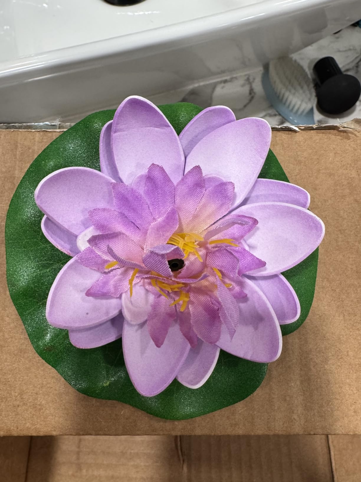 Happy Trees 12 Pcs Artificial Floating Foam Lotus Flower with Water Lily Pad, Lifelike Ornanment Home Garden Pond Decor Indian Decorations Return Gifts customer photo 1