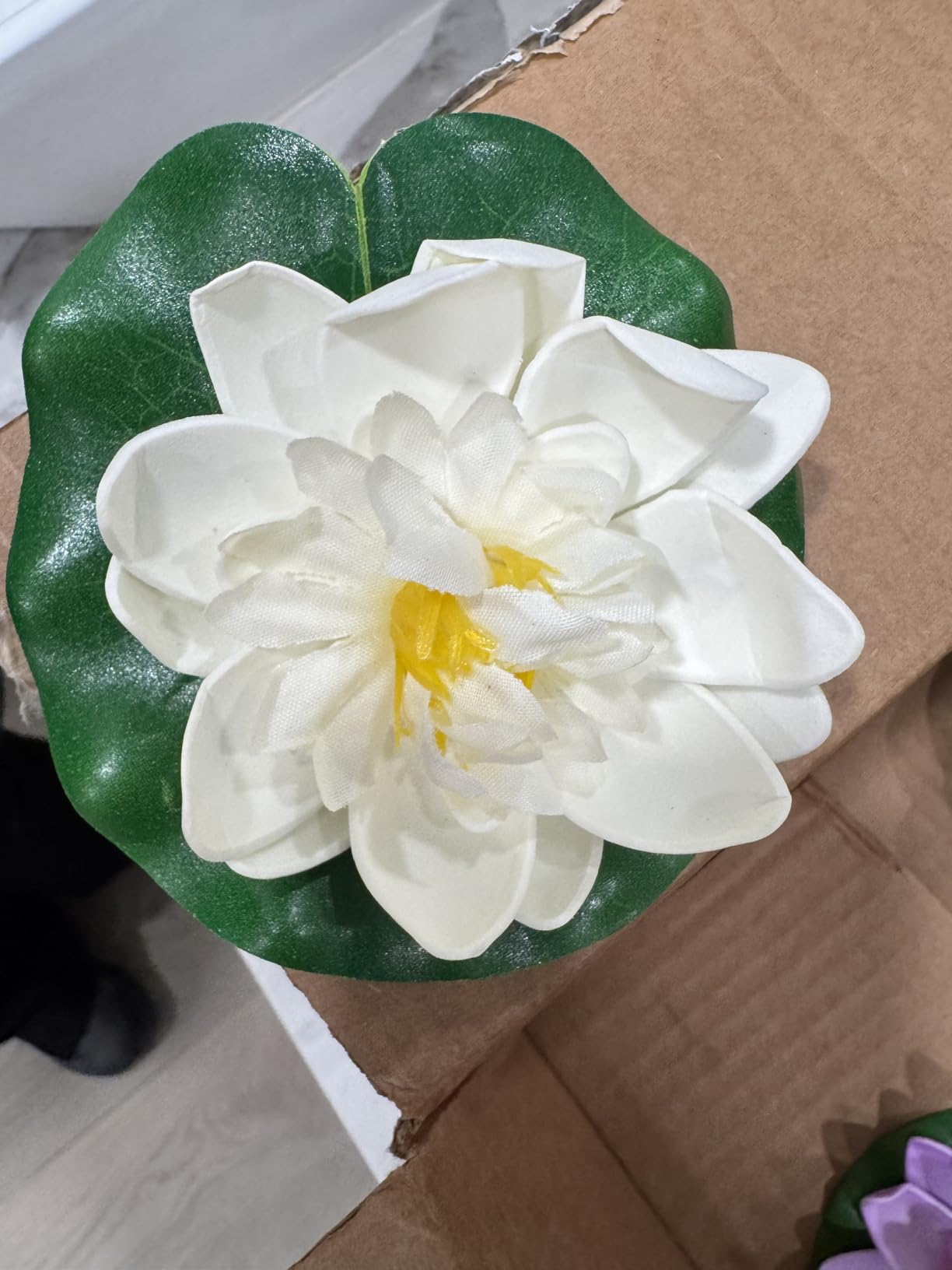 Happy Trees 12 Pcs Artificial Floating Foam Lotus Flower with Water Lily Pad, Lifelike Ornanment Home Garden Pond Decor Indian Decorations Return Gifts customer photo 2