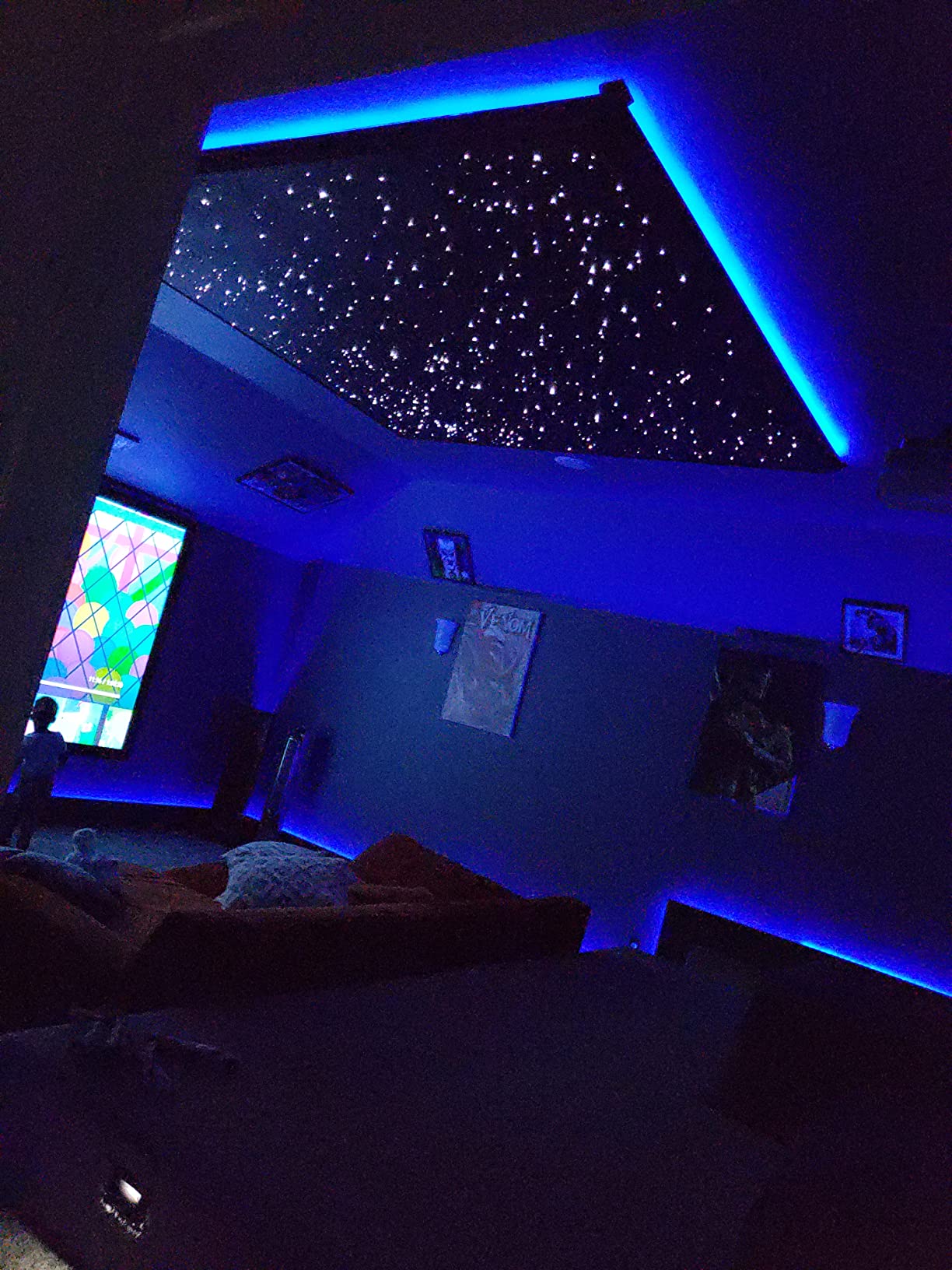 AZIMOM 2022Upgraded Bluetooth 20w Twinkle Fiber Optic Lights Star Ceiling Lighting Kits Mixed 860pcs*13.1ft Fiber Strands Dual Port RGBW Music Remote APP Control Light Engine Home Car Ceiling Décor customer photo 1