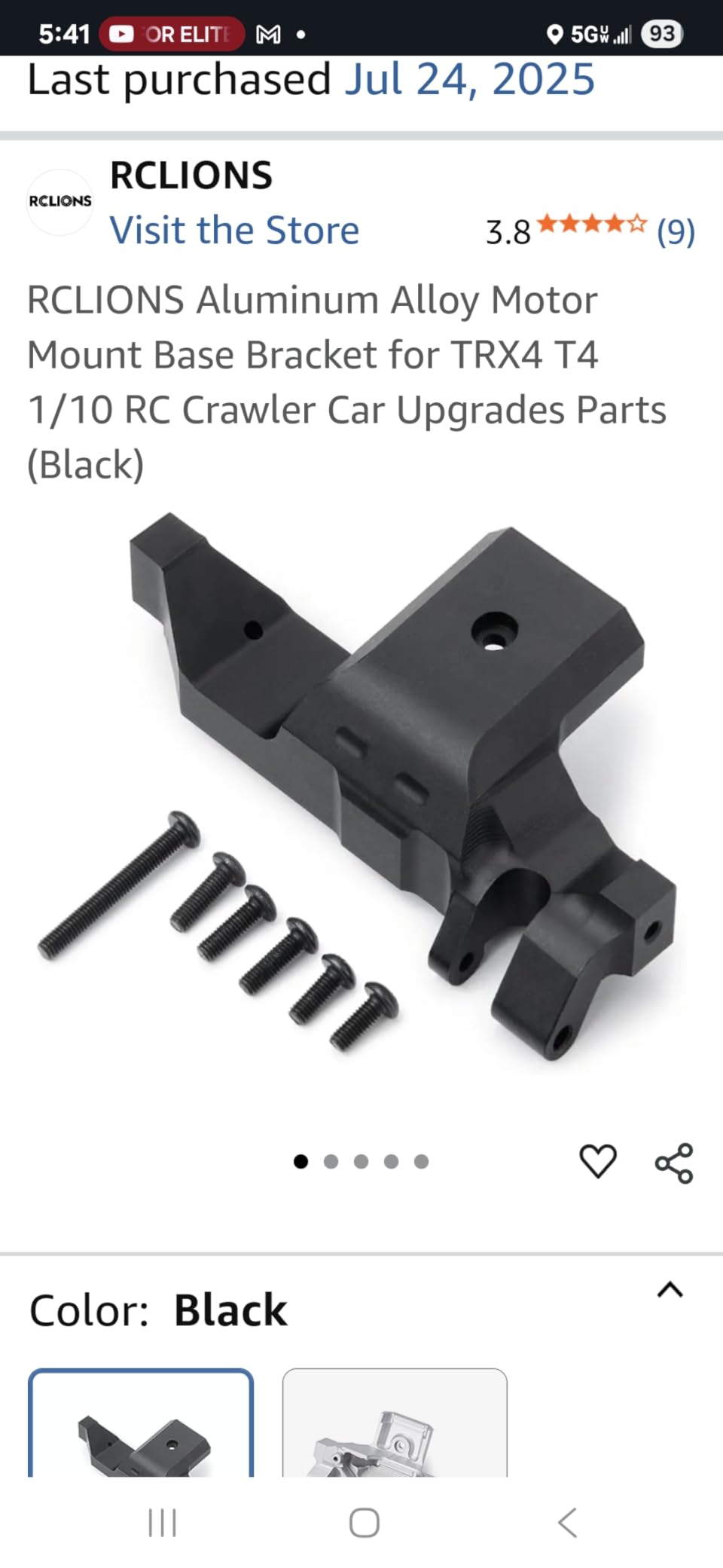 RCLions Aluminum Alloy Motor Mount Base Bracket Upgrades Parts for TRX4 T4 1/10 RC Crawler Car customer photo 1