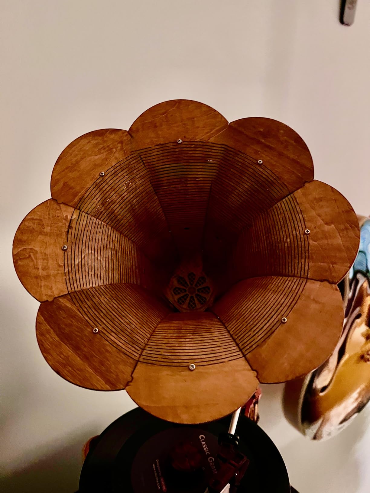 ROKR 3D Wooden Puzzles Gramophone for Adults - DIY Mechanical Model Kit 1:1 Replica Record Player Support 7