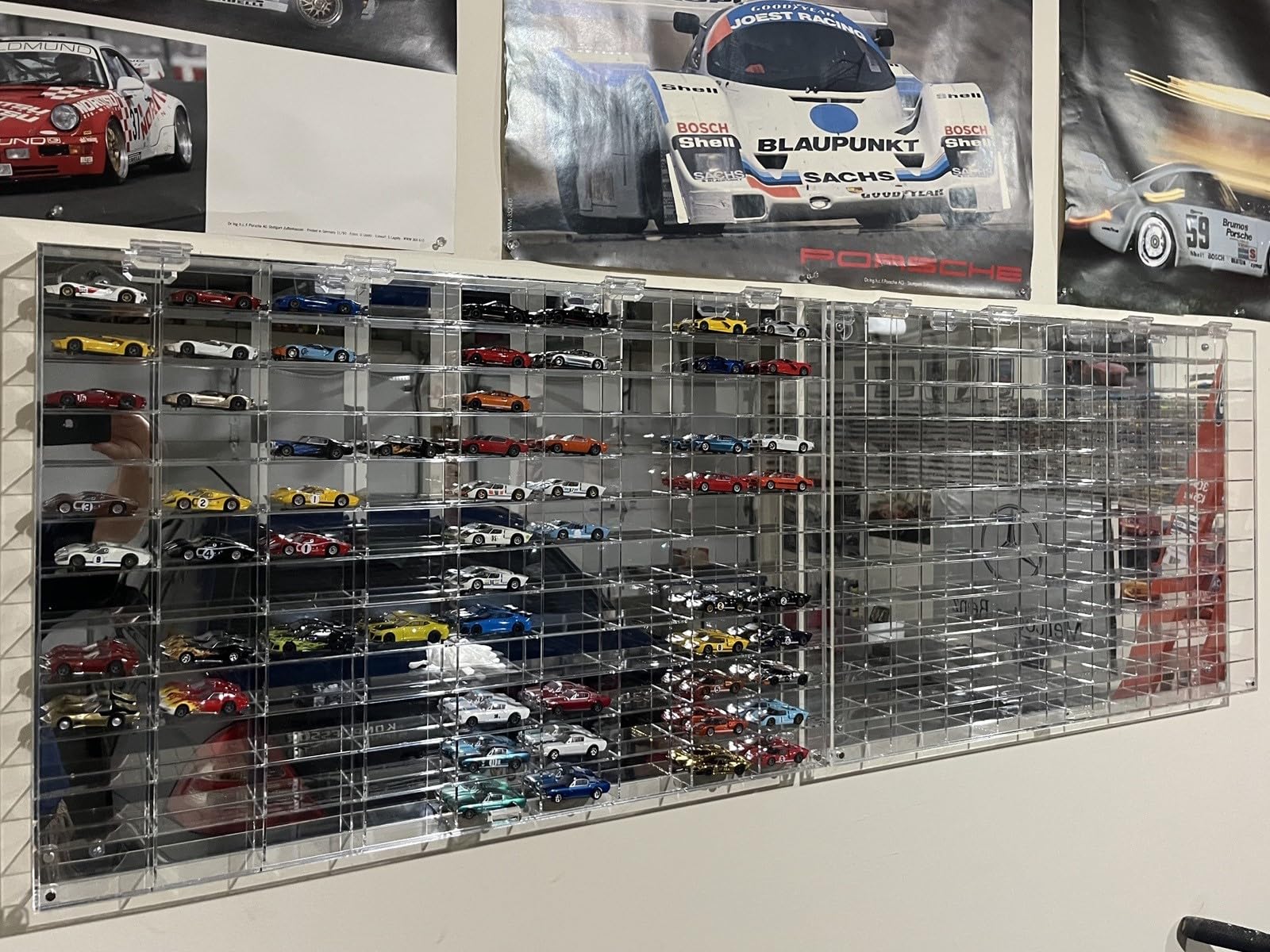 Clear Display Case Wall Cabinet for 1:64 Hot Small Toy Car Wheels Scale Matchbox Hot Toy Cars Collection Storage Display (108 Slots, 32