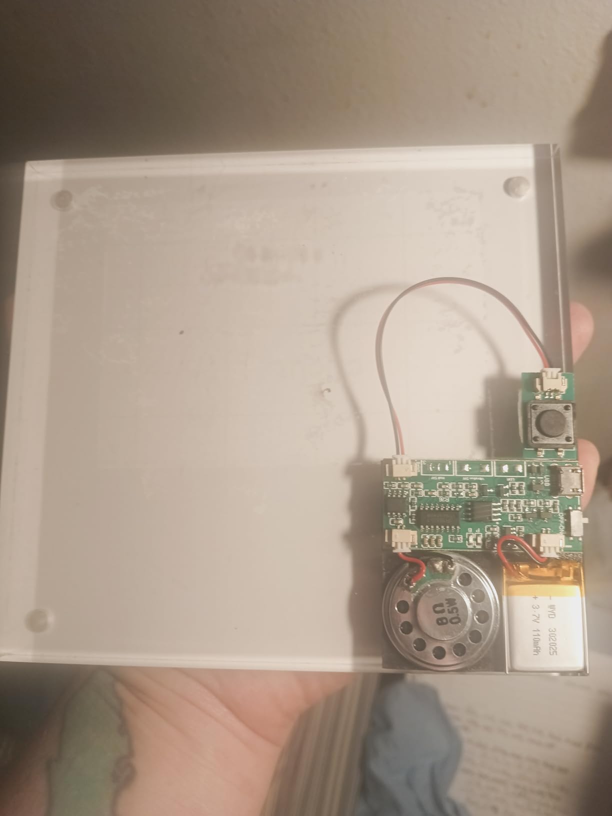 Press-Button Control Activated 8M MP3 Recordable PCB Sound Module USB Downloadable Sound Module for Crafts, Christmas,New Year Greeting Cards-with Speaker Lithium Battery Powered and USB Cable customer photo 1