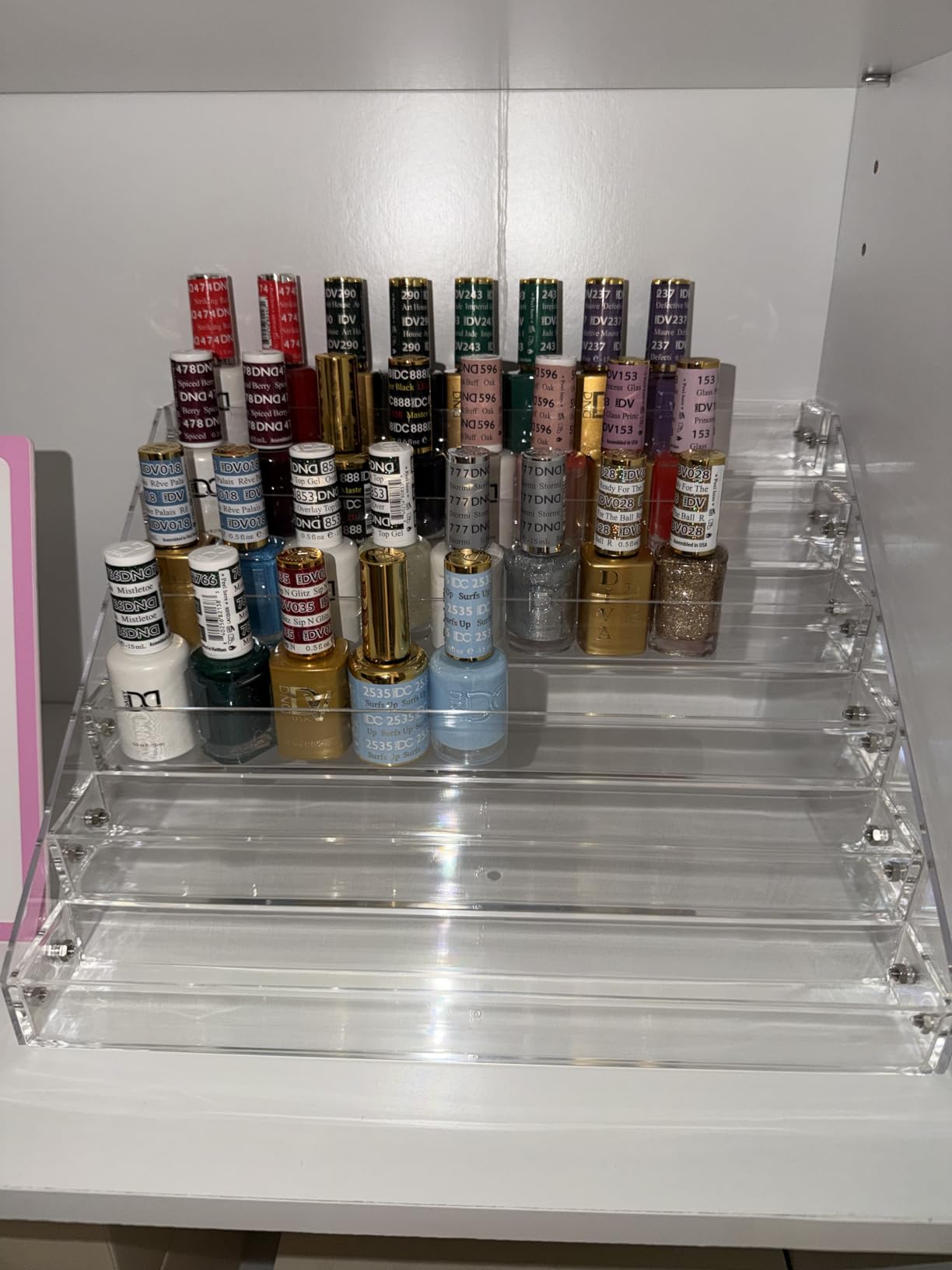 BTremary Clear Nail Polish Paint Organizer Holder Rack Shelf 6 Tier Acrylic Tattoo Ink Essential Oil Display Stand Holds Up to 48-96 Bottles for Table (Fit 1-2oz Bottles) customer photo 2