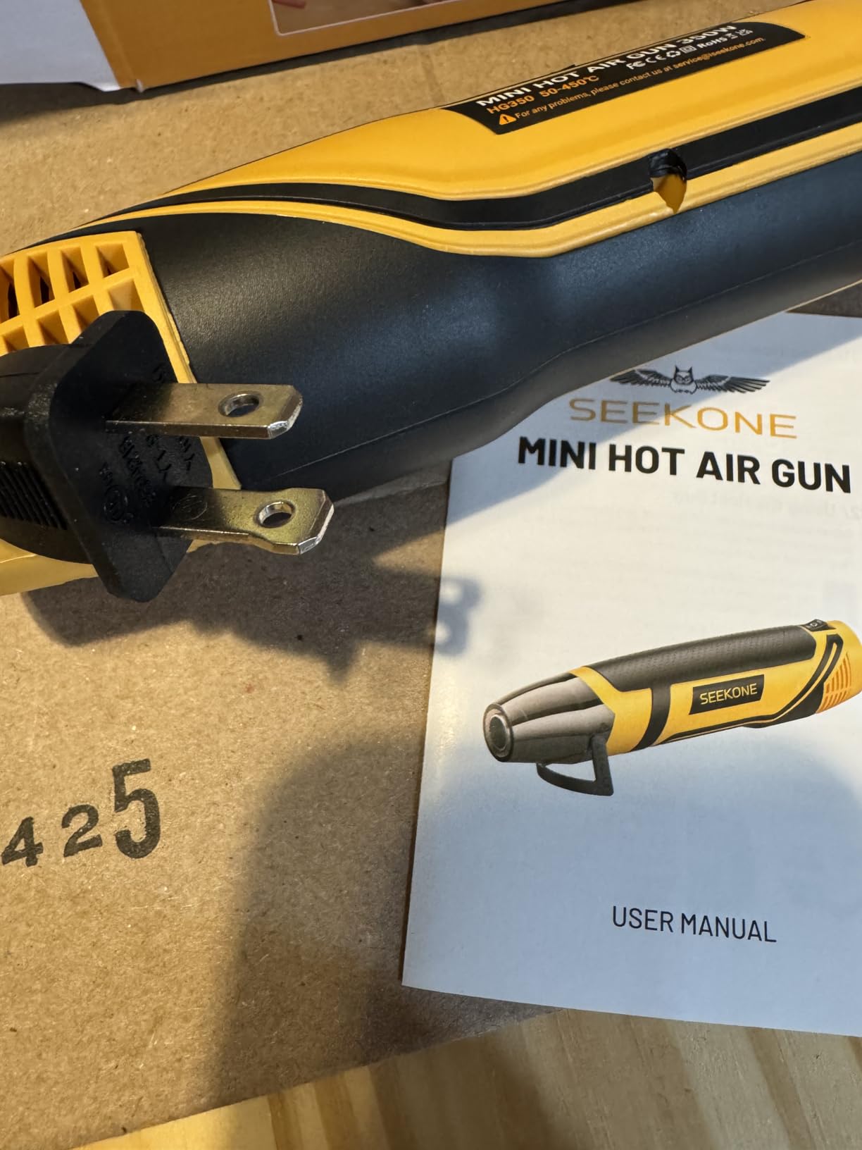 SEEKONE Mini Heat Gun, 350W 2-Temp Settings 500℉ & 842℉ Fast Heat Hot Air Gun Tool with Reflector Nozzle and 4.9Ft Long Cable Overload Protection for Crafting, Vinyl Wrap and Shrink Tubing customer photo 2