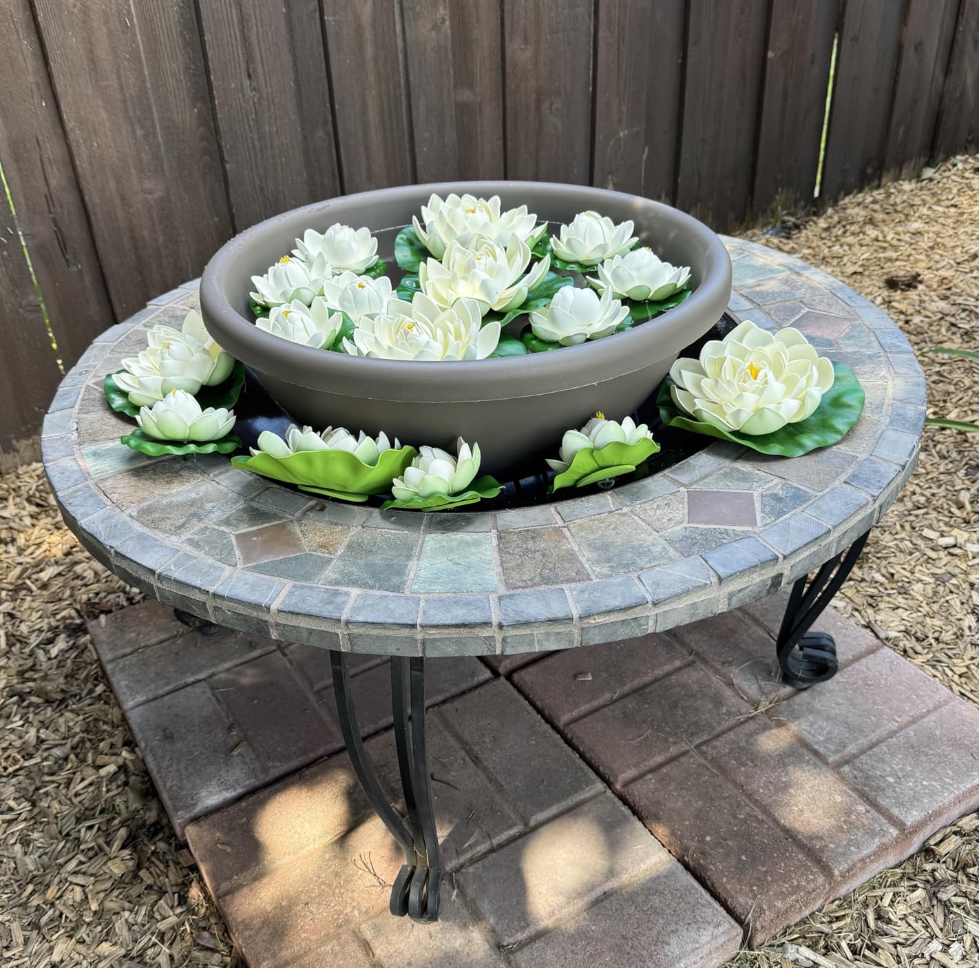 16Pcs Artificial Floating Pool Flowers, 7in & 4in Fake Water Lily Pads Flowers, Lotus Flower Floating Pool Decorations customer photo 1