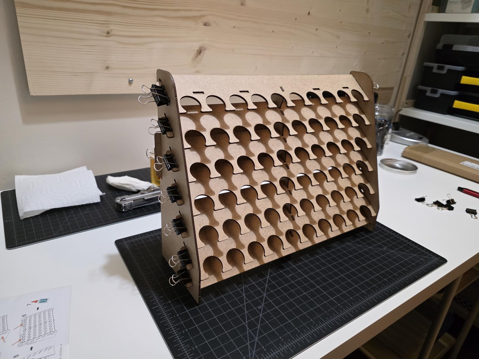 PROSCALE Universal Wall Paint Organizer for Miniatures & Modeling, Vertical Paint Shelf with Flat Shelves (No Holes) for Mixed Bottle Sizes, Compatible with Vallejo, Citadel, Army Painter, AK customer photo 1