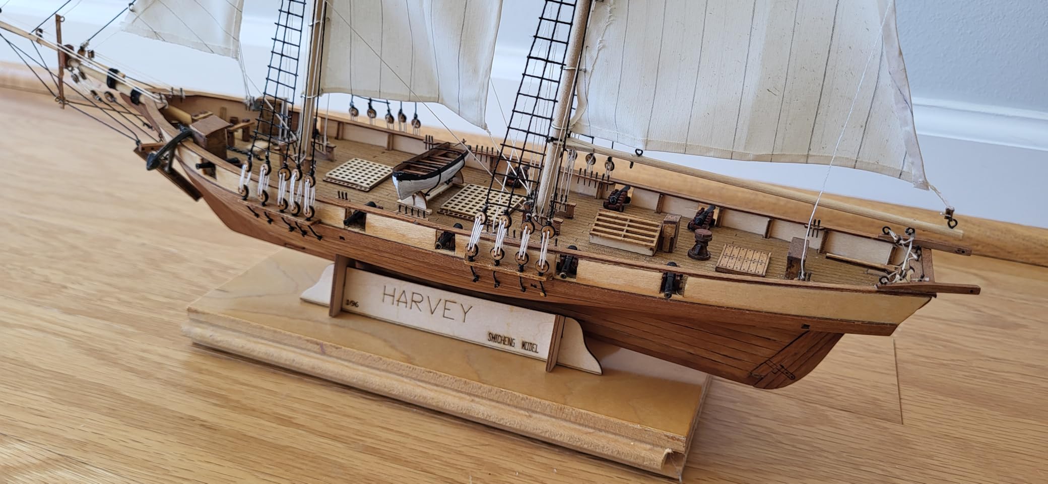 GAWEGM Wooden Ship Model Building Kits for Adults - 1/96 Scale Harvey 1847 Model Ships Assembled with Metal Accessory, for Collection, Teaching Exhibition, Ship Model Hobby, Assemble Expert customer photo 2