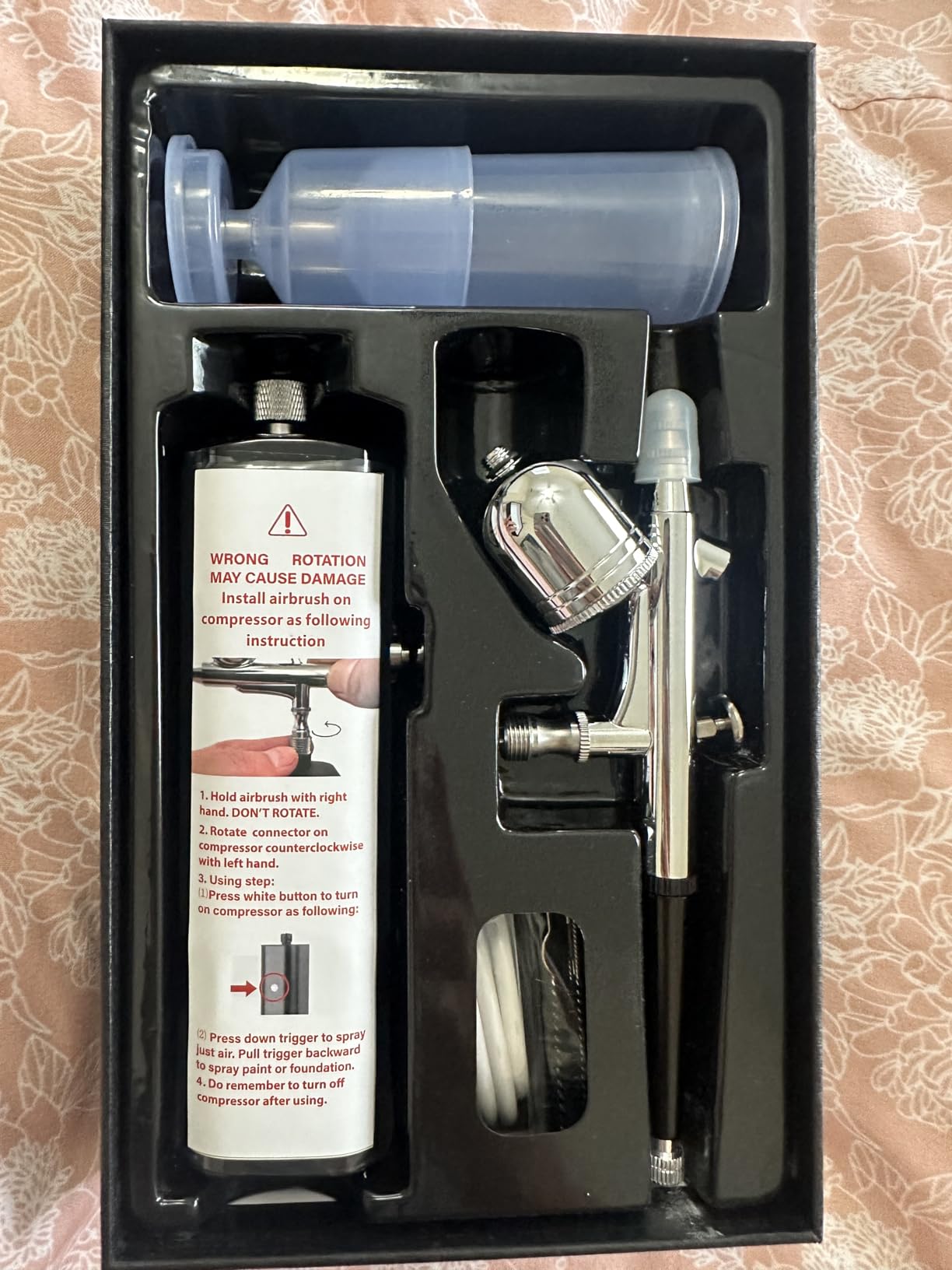 Airbrush Kit with Compressor, 32PSI Handheld Mini Air Brush Gun Set, Portable High Pressure Air Brushes for Painting, Tattoo, Nail Art, Mode, Makeup, Cake, Barber customer photo 2