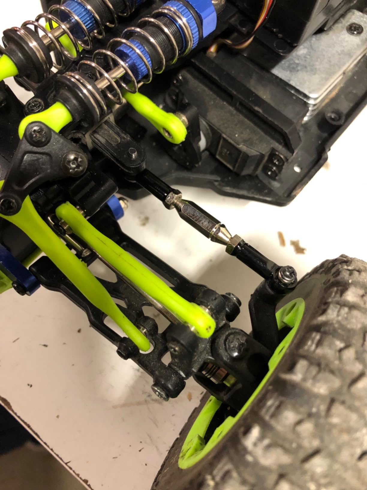 ShareGoo Aluminum Turnbuckle Pull Rod Steering Linkages Arm Tie Rod Ends Servo Link Rod with Screwdriver Compatible with WLtoys 144001 1/14 RC Car Buggy,Black customer photo 2