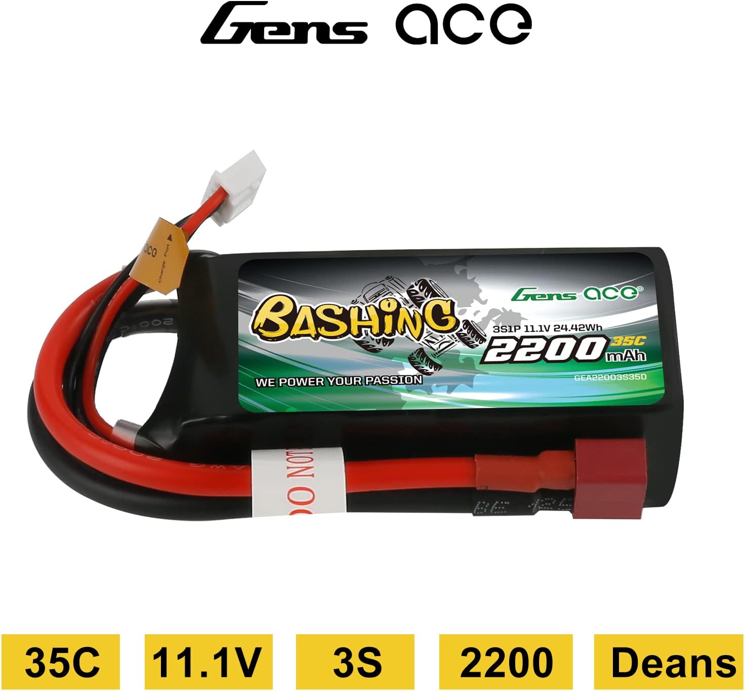 Gens ace 3S LiPo Battery 11.1V 2200mAh 35C Soft Case Pack with Deans Plug for 70MM EDF Rc Plane 450 Helicopter Rc Boat customer photo 2