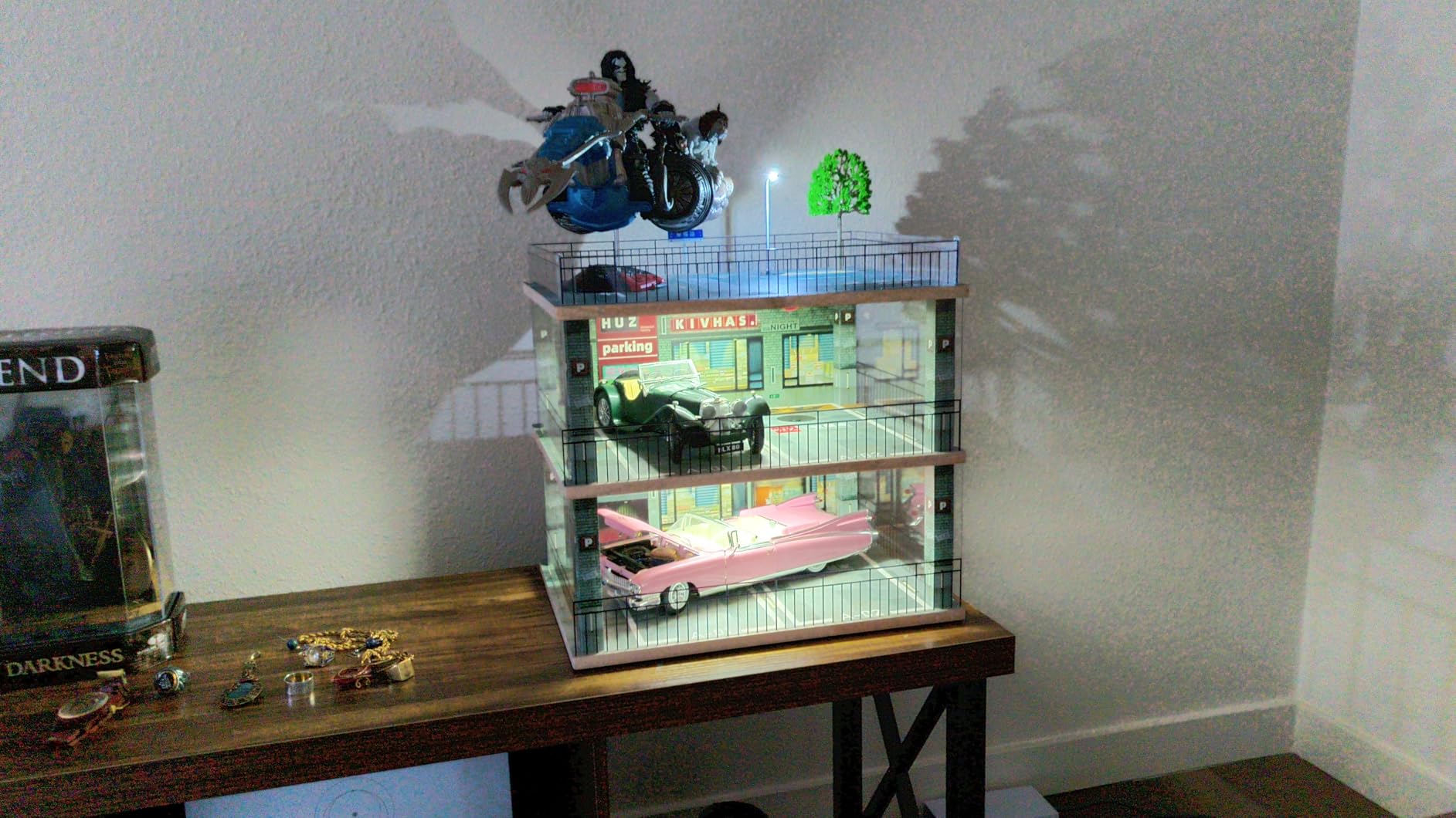 1:18 Scale 3-Tiers Model Car Display Case with Parking Lot Scene for Sports Car and Lego Models Collector, Display Stand for Alloy Car Toy with Light (3-Tiers Convenience Store Parking Lot) customer photo 1