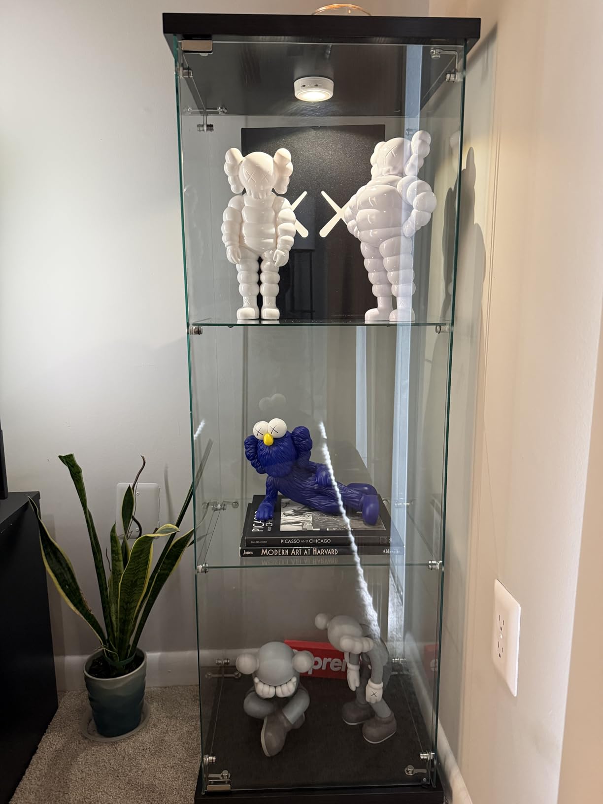 Beauty4U Glass Display Cabinet with 4 Shelves, Curio Cabinets for Living Room, Bedroom, Office, White Floor Standing Glass Bookshelf customer photo 1