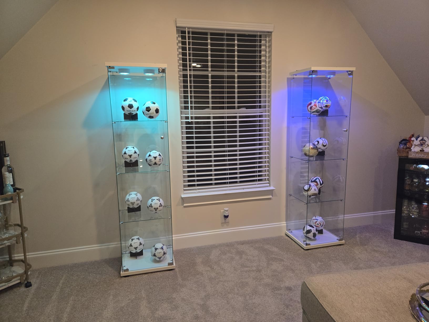 Beauty4U Glass Display Cabinet with 4 Shelves, Curio Cabinets for Living Room, Bedroom, Office, White Floor Standing Glass Bookshelf customer photo 2
