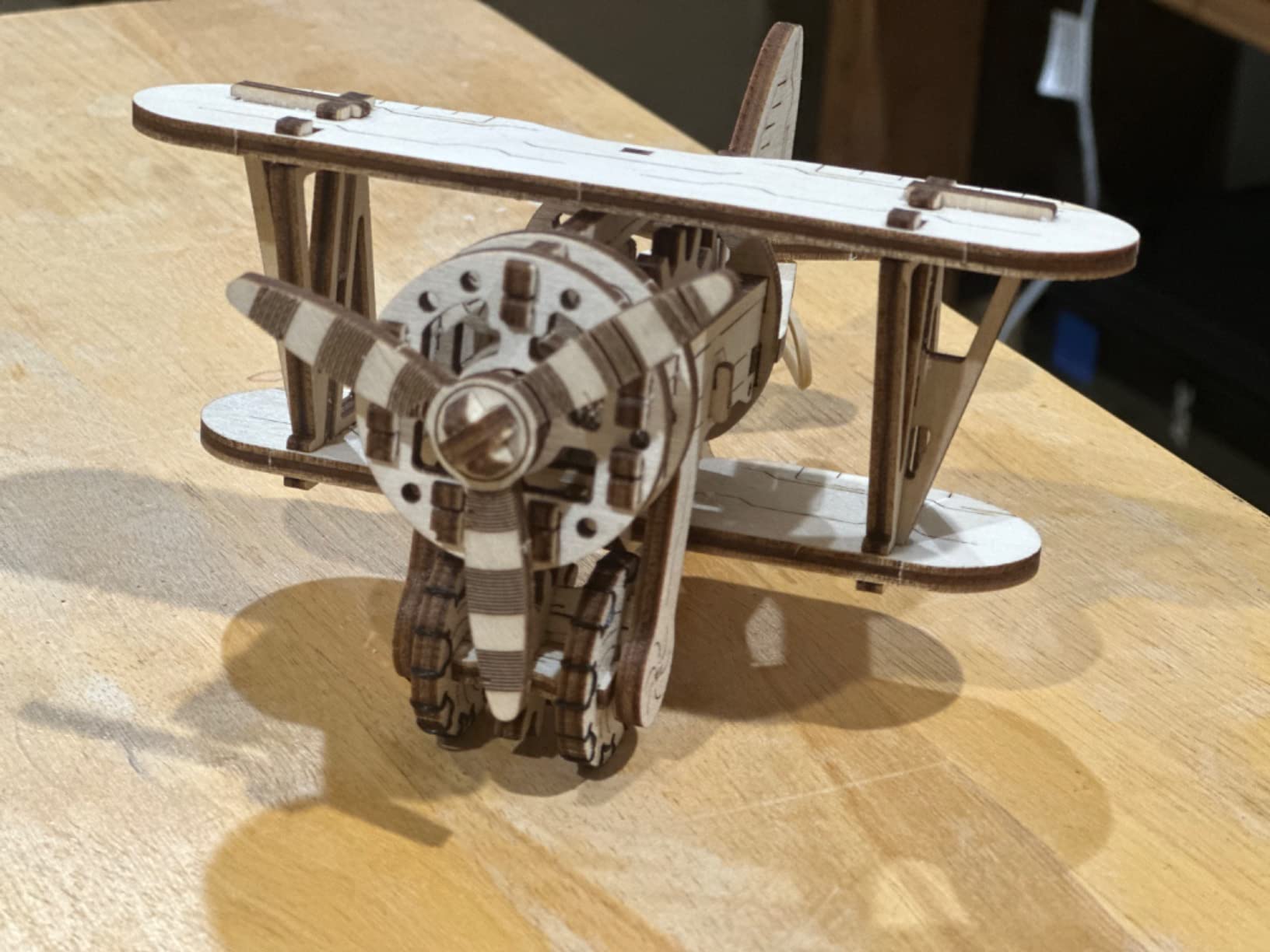 WOODEN.CITY Biplane 3D Wooden Plane Puzzle - Mechanical Model Kit with Rubber Motor & 56 Laser-Cut Pieces - Build & Display Vintage Aircraft for Adults and Teens - Wood Gift customer photo 2