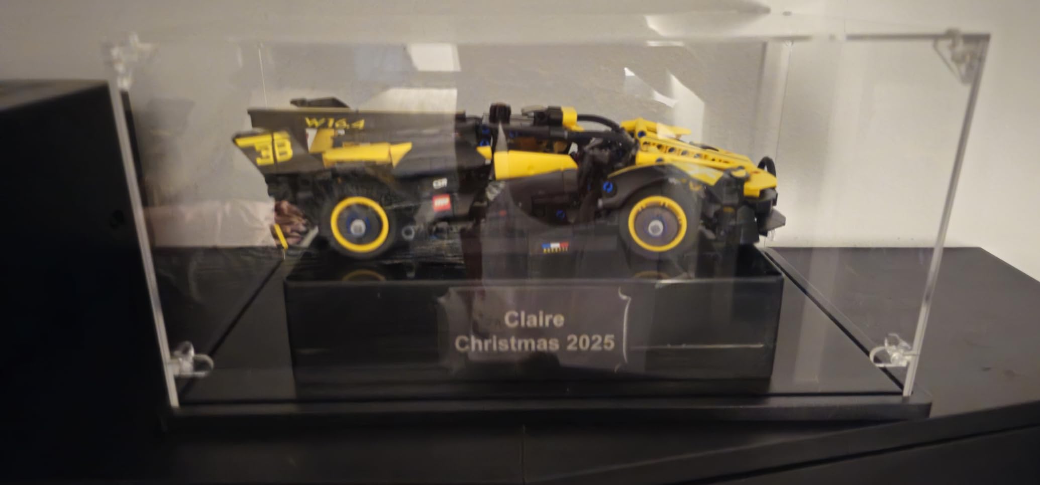 Acrylic Display Case 3mm Thickness Inner 15 x 8 x 7 Inches, Solid Wooden Base Dustproof Clear Display Box Showcase for Lego Cars Diecast Model Cars customer photo 2