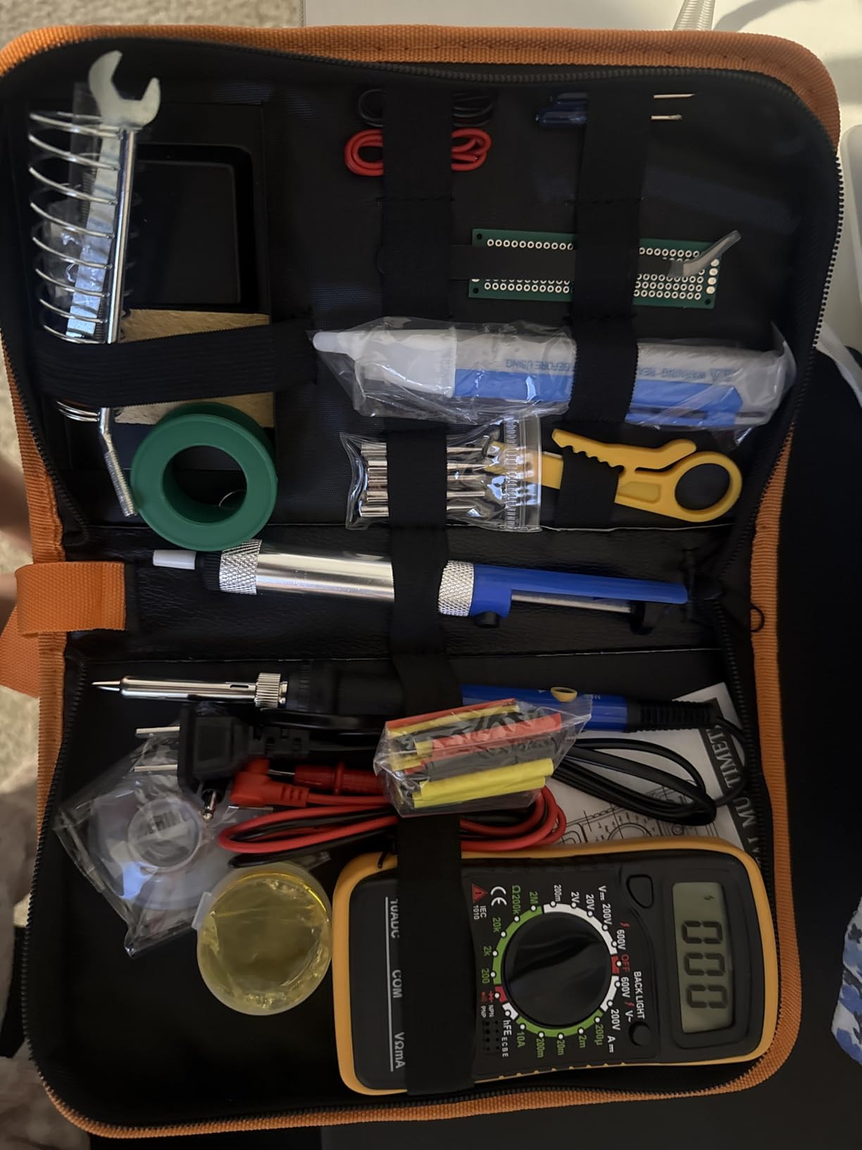 Soldering Iron Kit, 60W Adjustable Temperature, Digital Multimeter, 5pcs Soldering Tips, Wire, Stand, Desoldering Pump, Solder Wick, Tweezers, Welding Tool customer photo 1