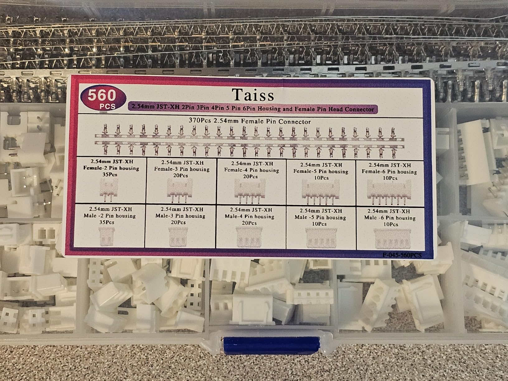 Taiss 560PCS 2.54mm JST-XH Connector Kit 2.54mm 2/3/4/5/6 Pin Housing Female and Male Adapter Cable Connector Plug,JST Connector Female Pin Head Connector Adapter Plug customer photo 2