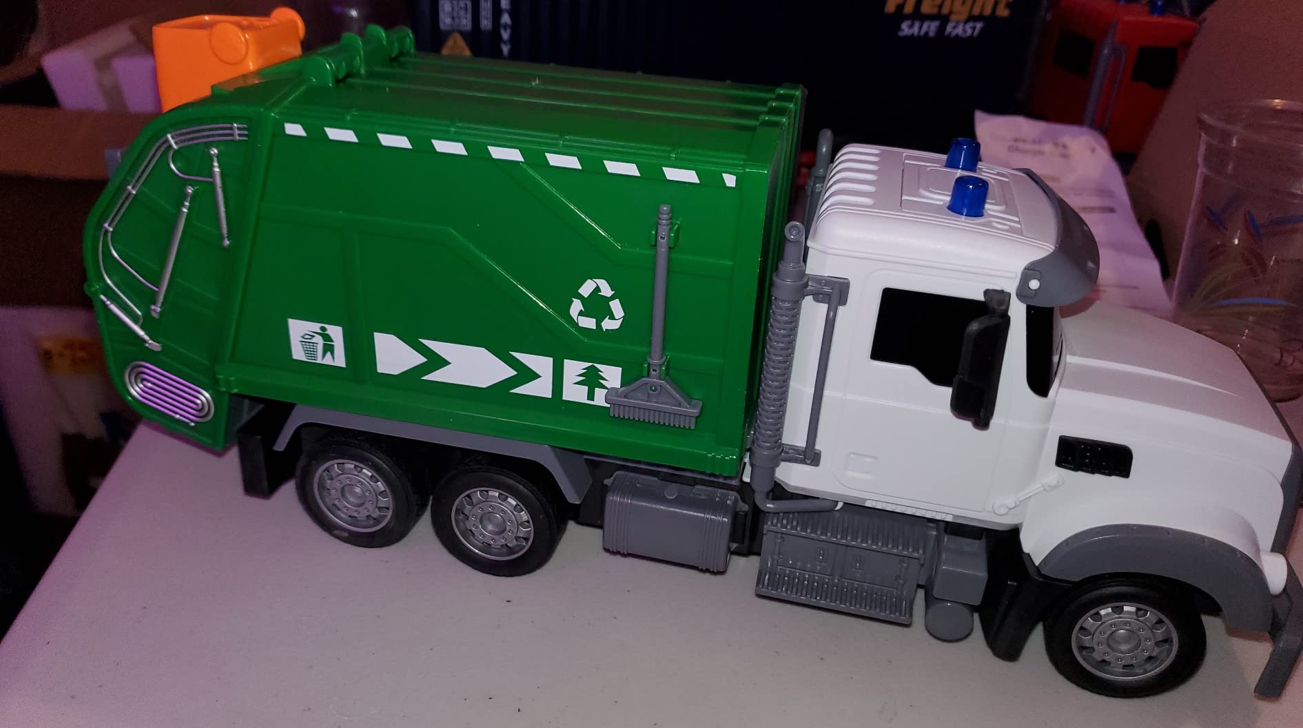 2.4G RC Garbage Truck Toy with Lights - 6 Channel Remote Control Waste Management Garbage Truck with 2 Rechargeable Batteries, Kids Recycling Trash Toys, Excellent Xmas Gifts for Boys Girls 3-8 customer photo 2