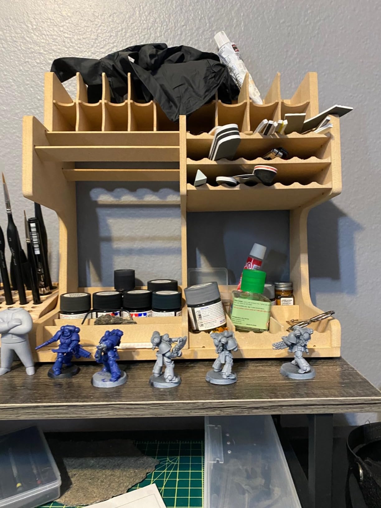 Wooden Model Kit Organizer Rack with MDF Material, Paint Rack, Screwdriver/Brush Holder, For Tamiya Paints and Tools customer photo 2