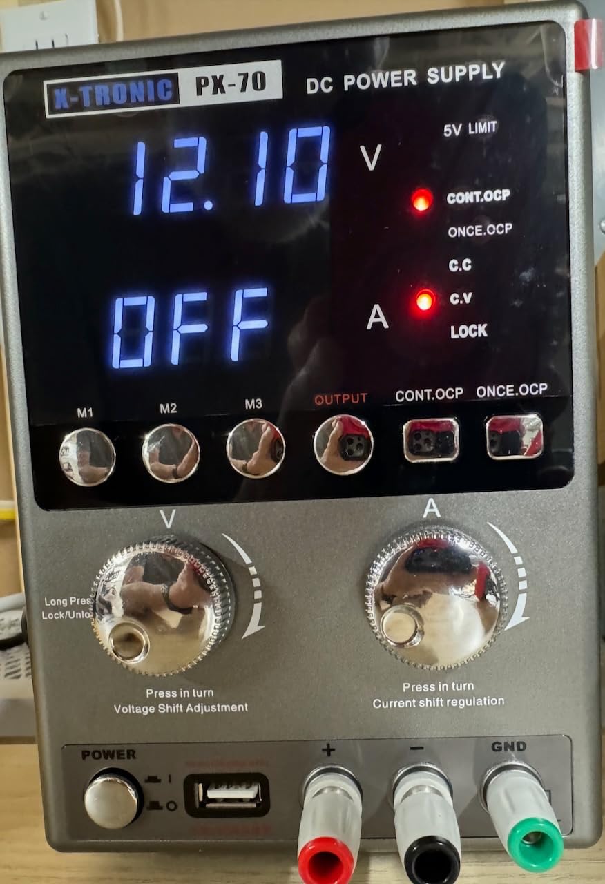 X-Tronic PX-70 Linear Variable Bench DC Power Supply 30V 5A Range - Output On/Off, Memory Recall, Lock/Unlock Func - 5 Protection Modes - USB Output - Precise Rotary Encoder Dial - 3 Sets of Leads customer photo 1