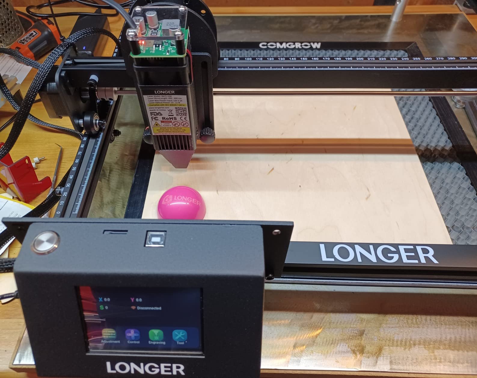 LONGER RAY5 Laser Engraver 10W Output 3.5-inch Color Touchscreen App-Based Offline Control Ideal for Engraving Metal Glass Wood 400x400mm customer photo 1
